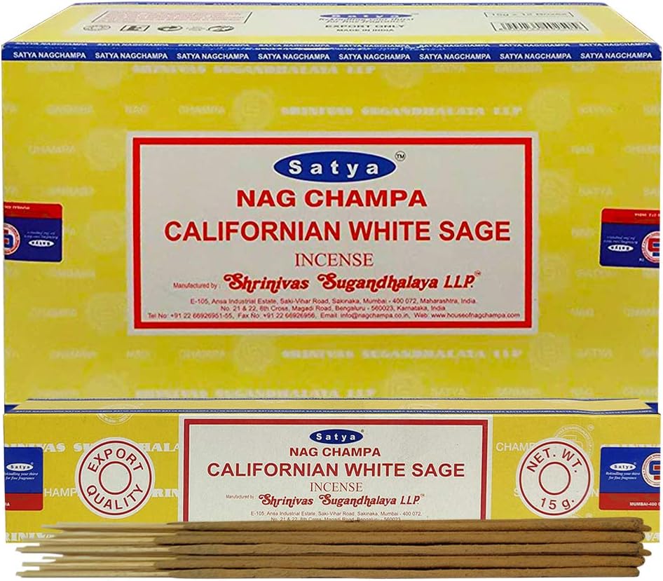 Paquete de varillas de incienso de salvia blanca de California e incienso Insence Insense Satya Incense