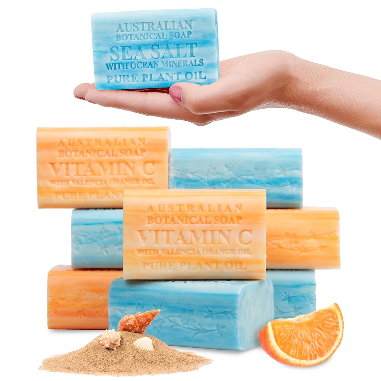 Australian Botanical Soap, Sal marina con minerales oceánicos y jabones de naranja de Valencia  Todo tipo de piel  Enriquece manteca de karité  6.8