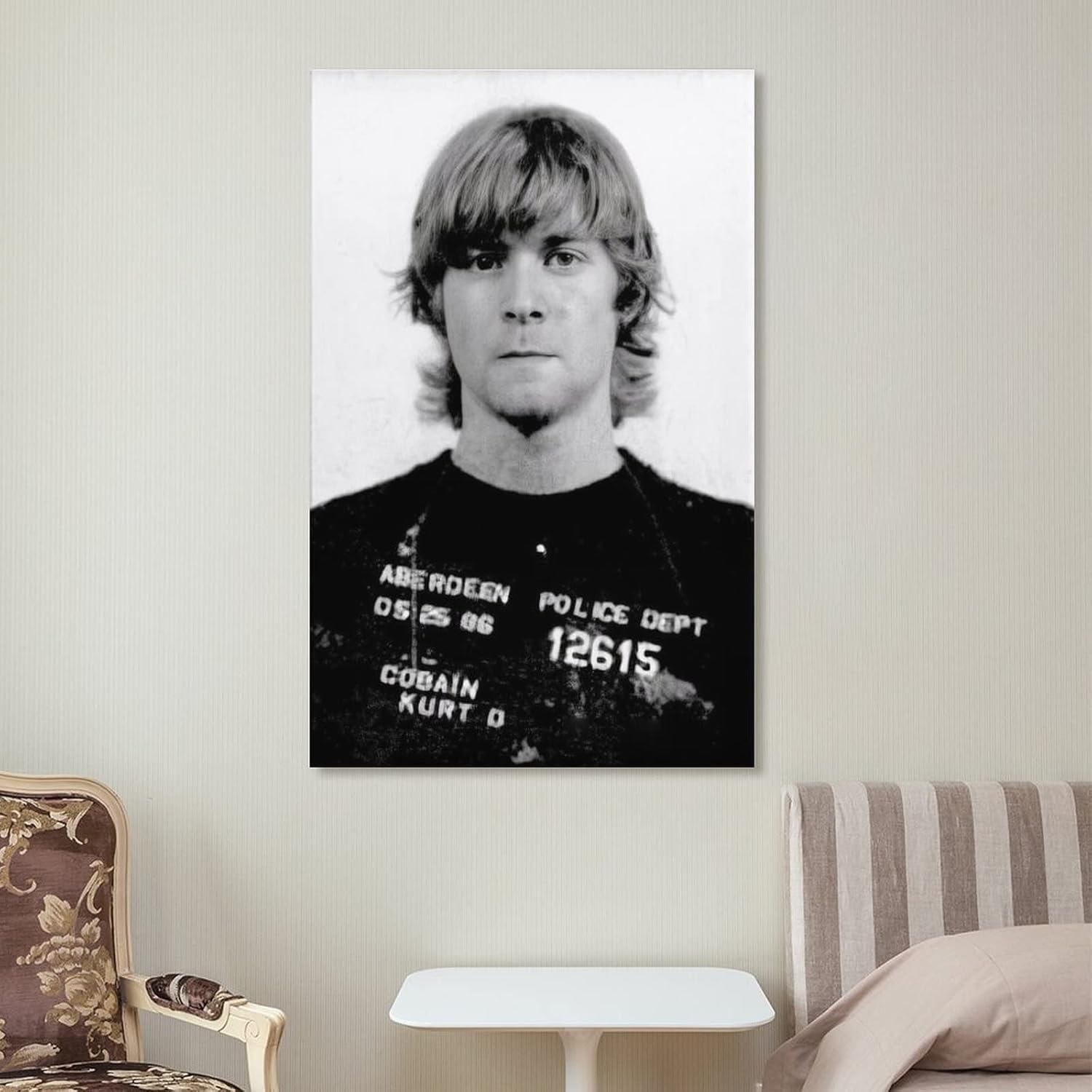 Póster vintage en blanco y negro de mafia Kurt Cobain gángster, póster de retrato, póster de pintura en lienzo, pósteres e impresiones artísticas de