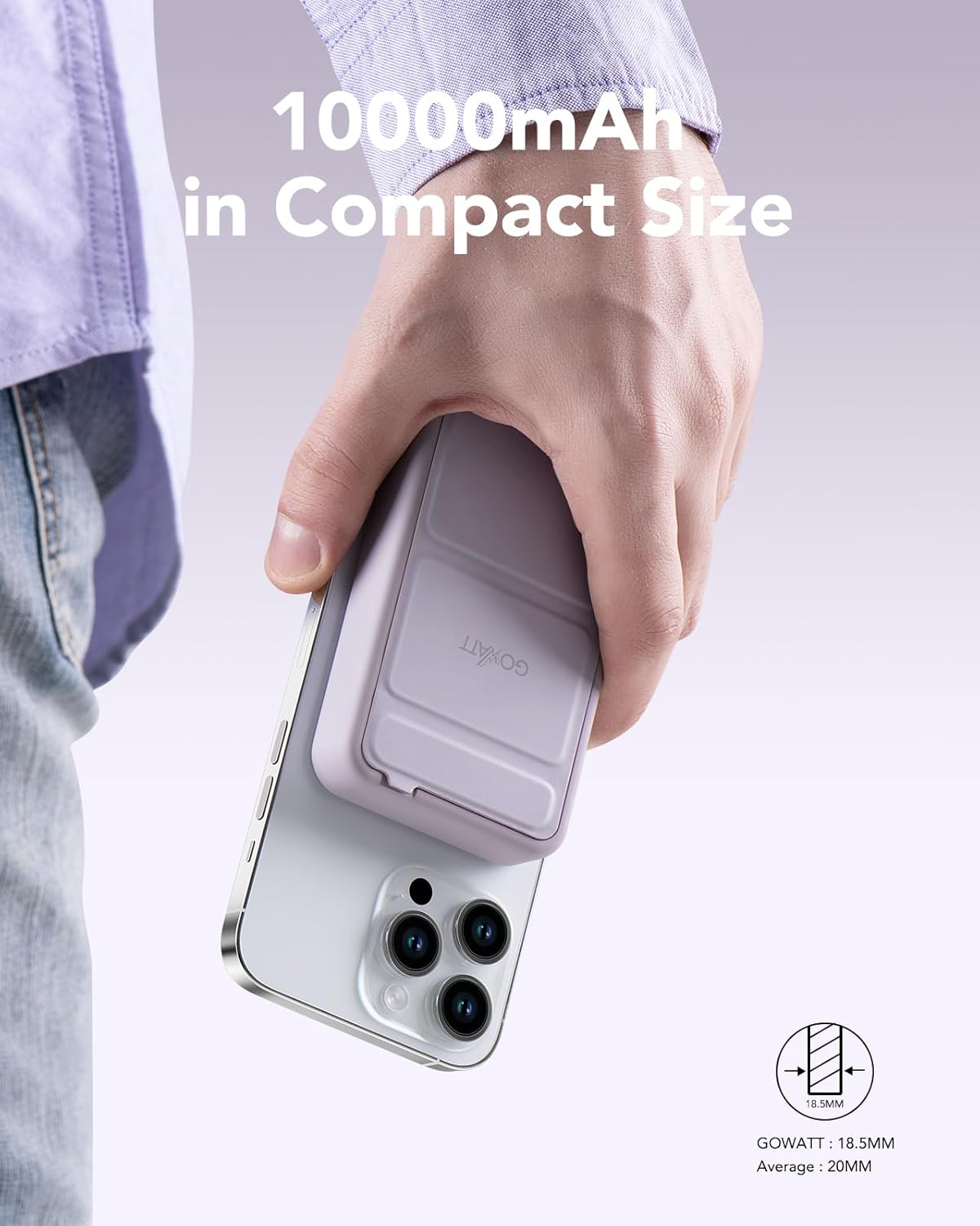 Snap Power Bank, batería MagSafe de 10000 mAh 20 W compatible con un soporte plegable, carga rápida y banco de energía magnético portátil,