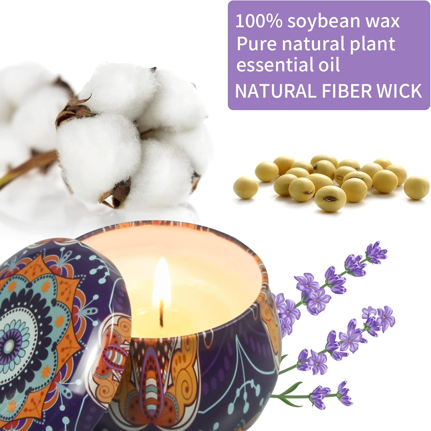 Velas perfumadas de regalo para mujeres juego de velas para fragancia del hogar, paquete de 8 velas de aromaterapia de cera de soja, velas de alivio