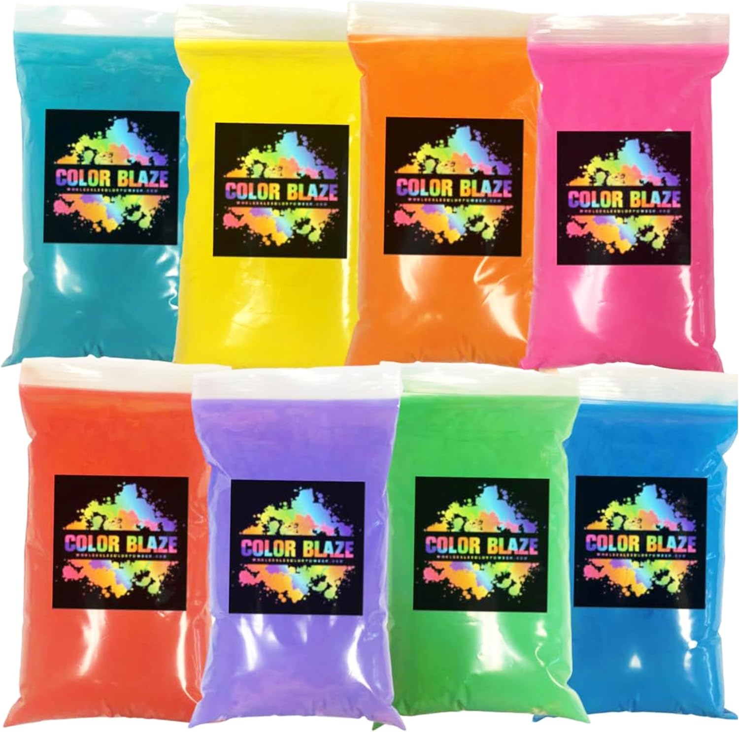 Color Blaze Holi – Polvo de colores  1 libra de cada color  rosa, rojo, naranja, amarillo, verde, verde azulado, azul, morado  para carreras