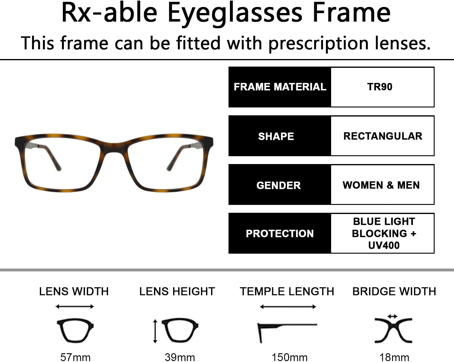 Fashion Eyelinks Gafas con bloqueo de luz azul, marco óptico Rx-able TR90, bisagra de resorte, juegos de computadora para hombres y mujeres