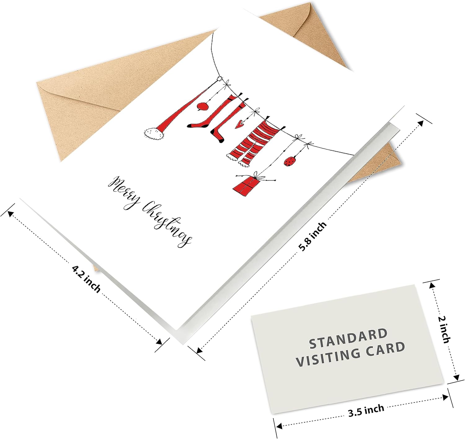 easykart labels Surtido de 24 tarjetas de Navidad con sobres y calcomanías de sellado, 3 diseños temáticos de Papá Noel, 5.75 x 4.25 pulgadas para