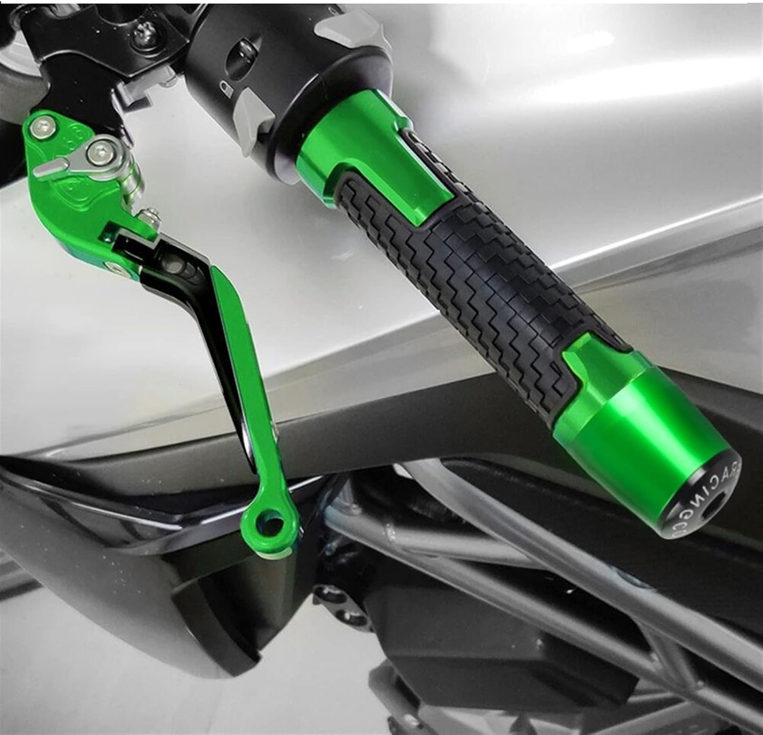 Counterweight Motorcycle Aluminum Accessories 78” 22MM Handlebar Balanced Plug Handle Bar Grips Ends Cap Cover for Kawasaki H2 H2R 2015-2016