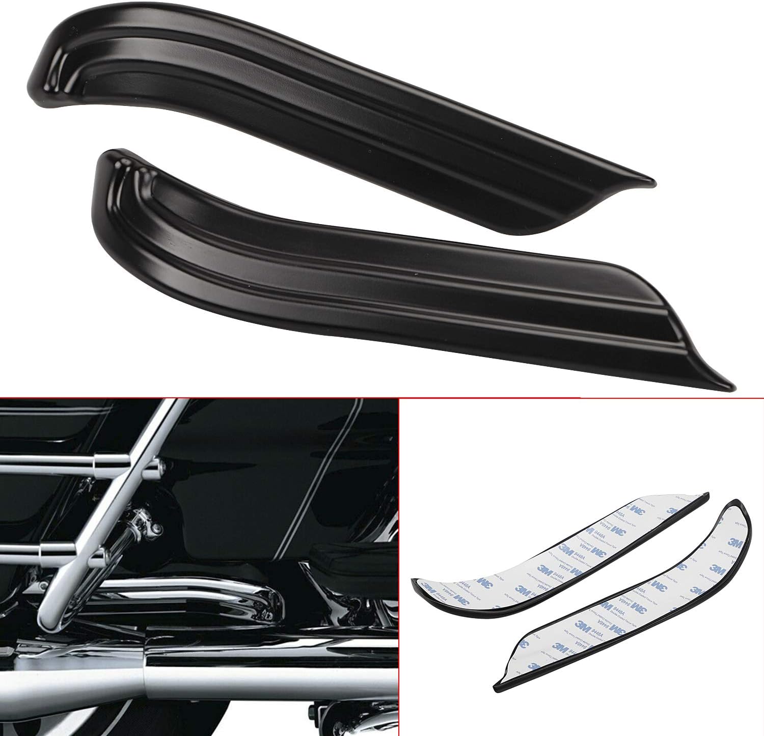 Bid4ze Fundas negras para brazo oscilante con listones para motocicleta, ABS, compatibles con Harley Touring Road King, Electra Glide, Road Glide,