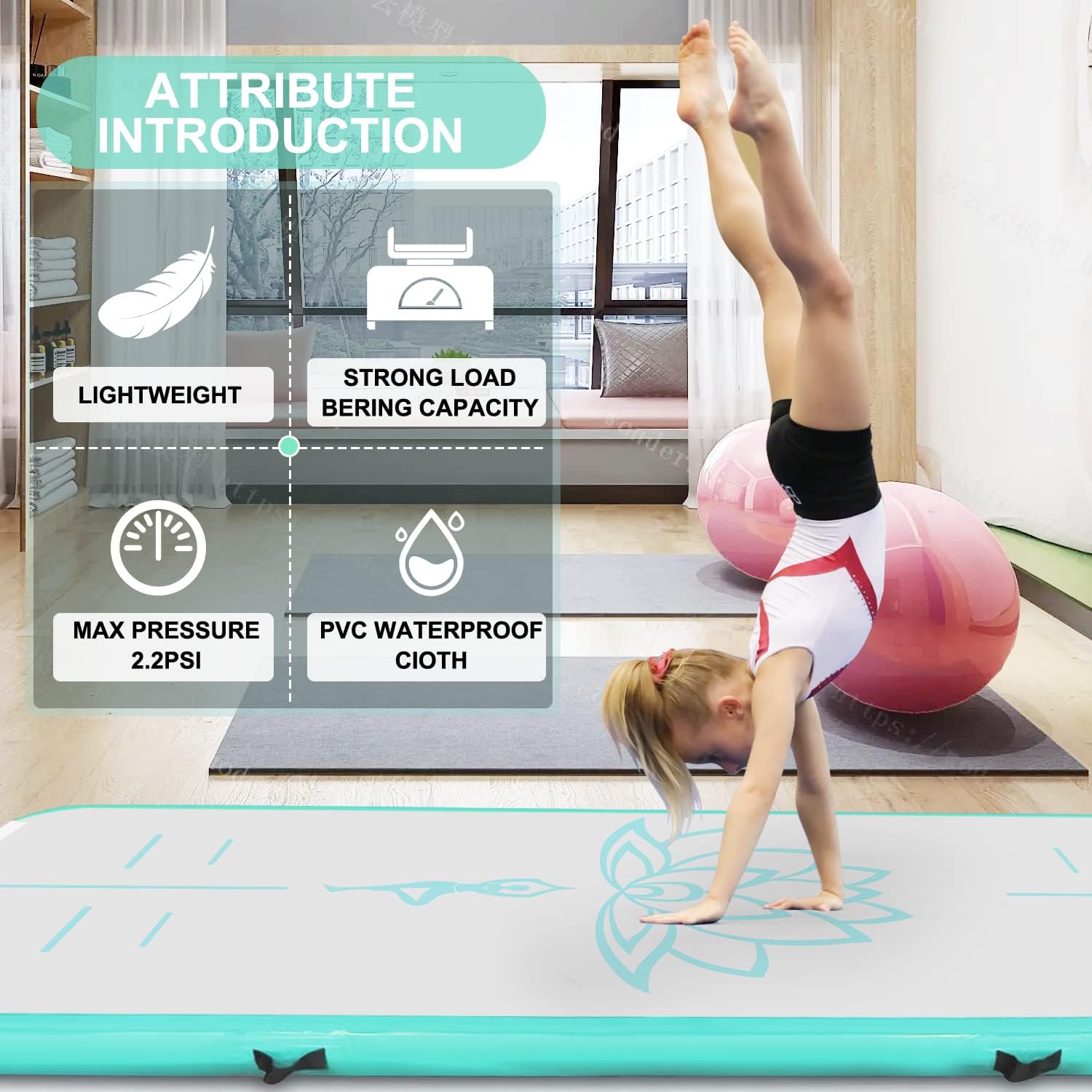 Colchoneta inflable de gimnasia de 101316 pies de grosor de 4 pulgadas de grosor, con bomba de aire eléctrica para uso