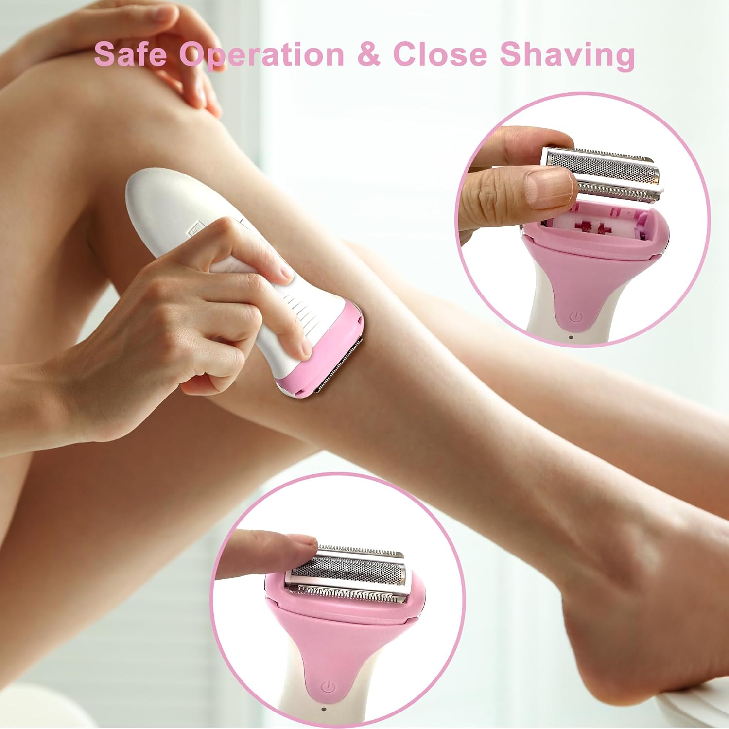 Lichilab Electric Razor for Women,Lady Shaver for Pubic Hair,Electric Shaver,Women’s Wet & Dry Leg Shaver,Cordless Foil Shaver,Bikini