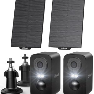 ieGeek – Cámaras de seguridad solares inalámbricas para exteriores, paquete de 2 cámaras con batería WiFi 2K para vigilancia del hogar, cámara ieGeek – Cámaras de seguridad solares inalámbricas para exteriores, paquete de 2 cámaras con batería WiFi 2K para vigilancia del hogar, cámara
