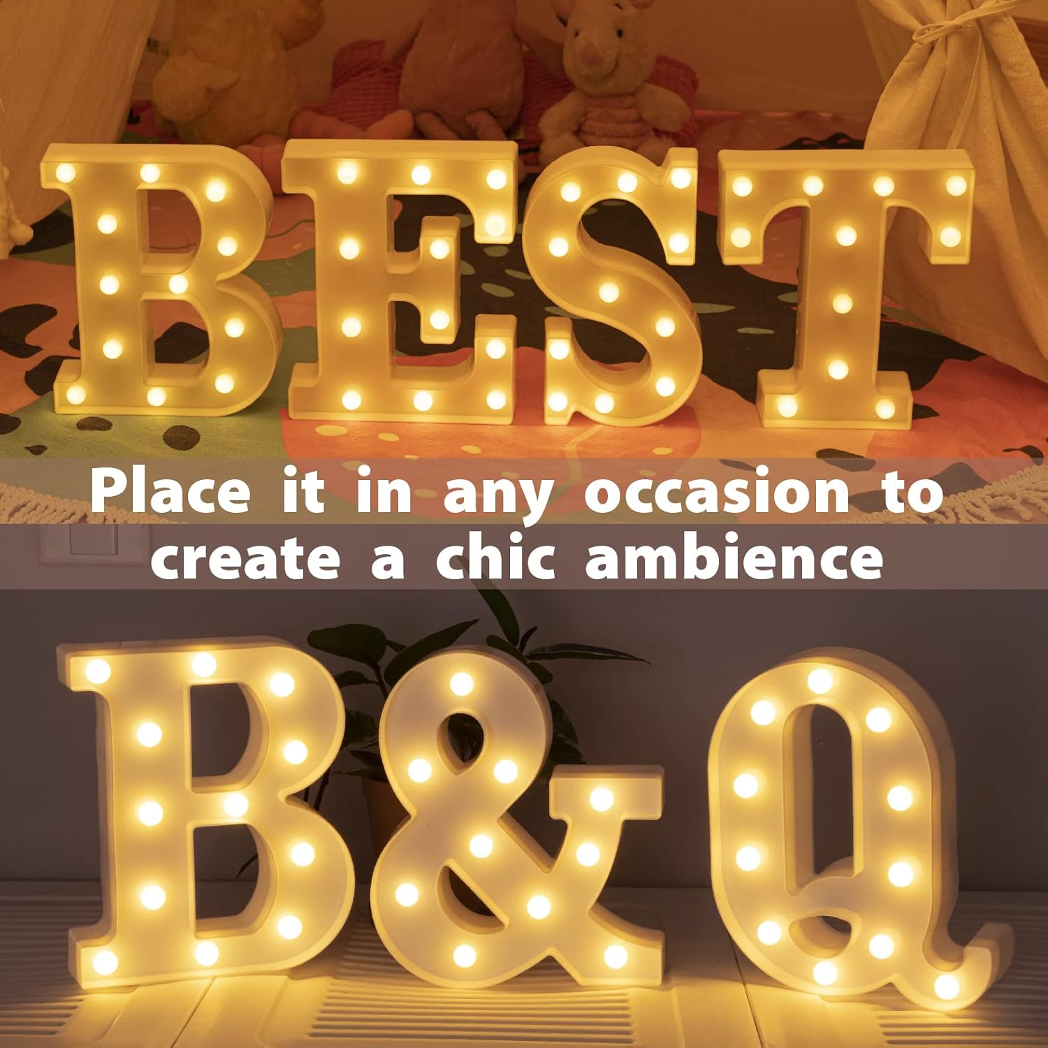 Letras con luces LED de marquesina, letras con luces LED de marquesina de HXWEIYE 26 alfabeto, letras iluminadas del 0 al 9, para fiestas, hogar,