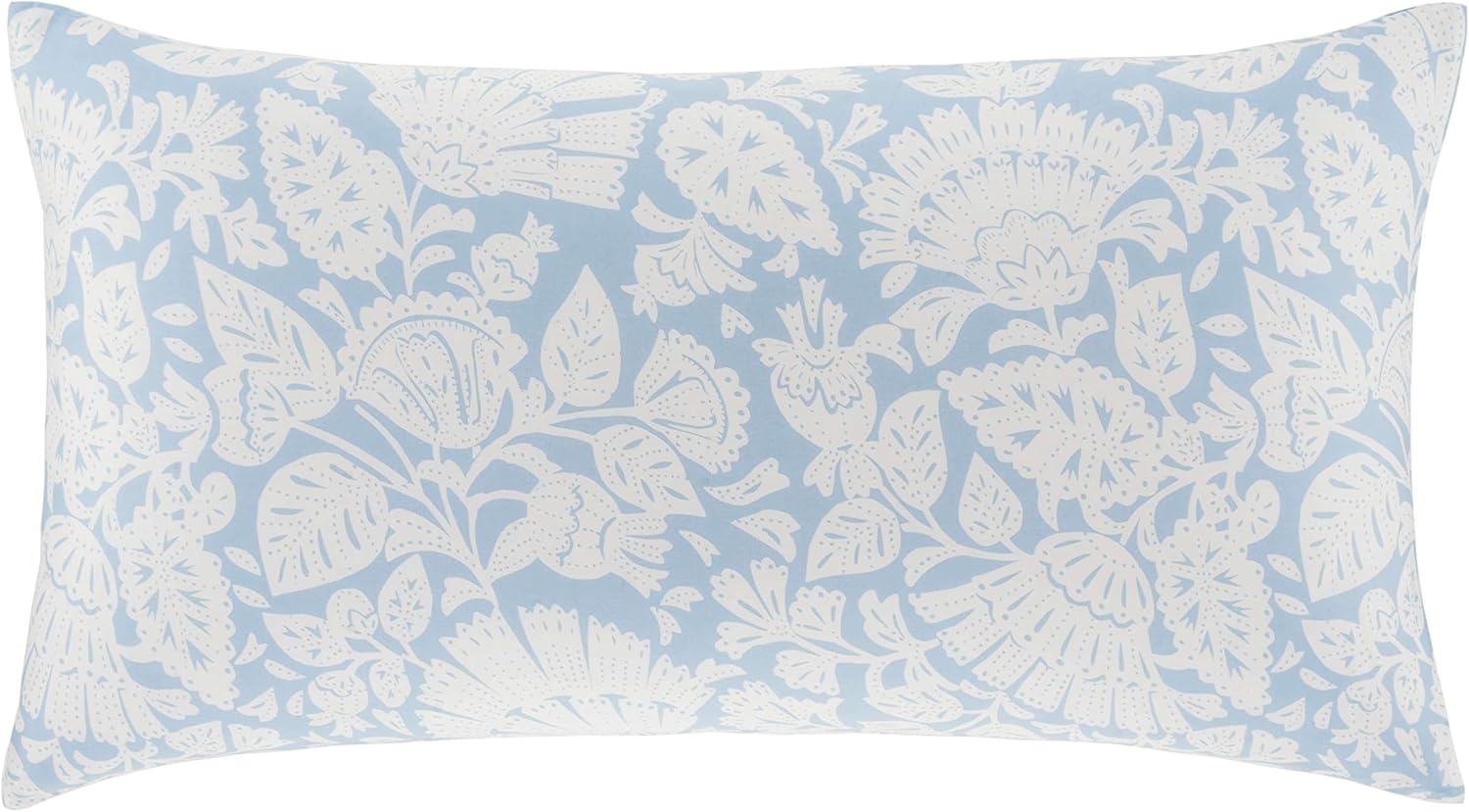 Pine Cone Hill Freya – Funda de edredón azul suave, tamaño estándar, patrón floral azulblanco