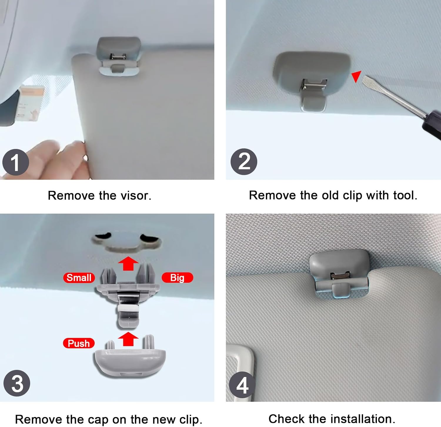 BlingKingdom 2 piezas Auto Sun Visor Clip Gancho Soporte Suspensión Audi Parasol Clips Reemplazo para Audi A1 A3 A4 A5 Q3 Q5 A7 B6 B7 B8 S4 S5