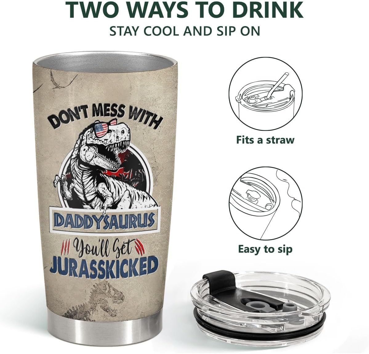 34HD Regalos para papá, vaso con tapa de acero inoxidable, taza de café de viaje para papá, taza para beber para papá, regalos del día del padre..