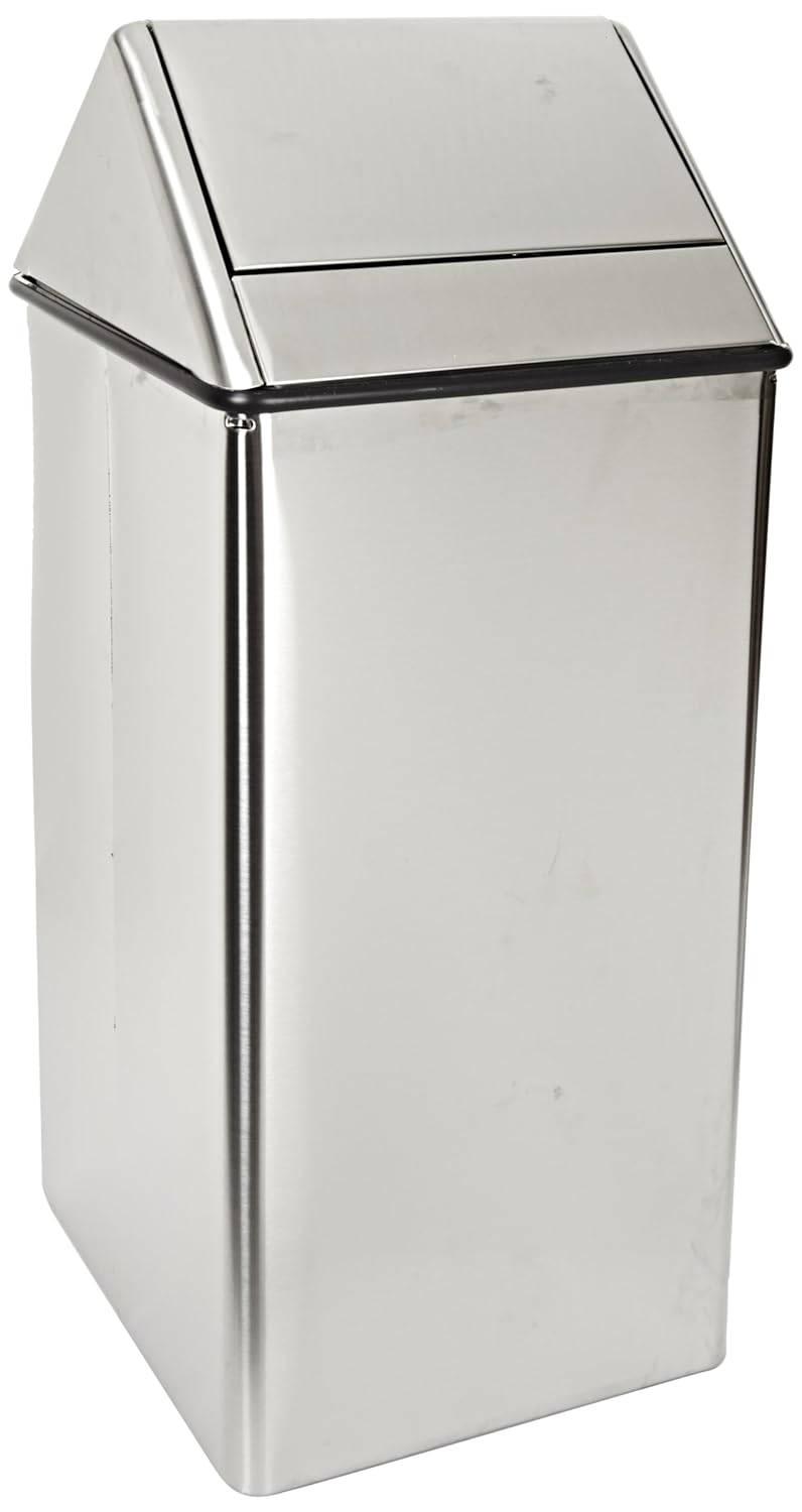 Witt Industries 1511HTSS – Cesta de acero inoxidable de 36 galones para vigilancia de residuos y receptáculo con parte superior, cuadrado, 19