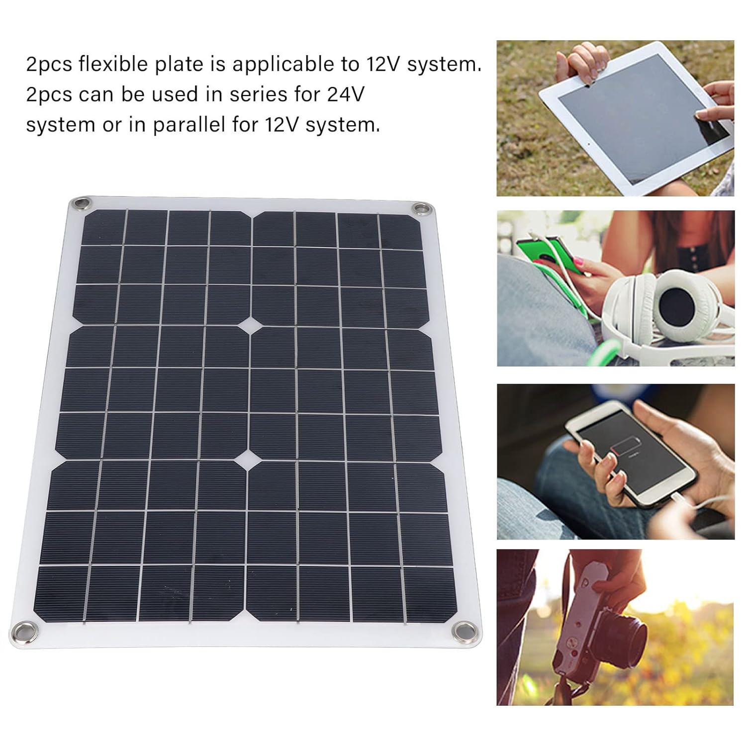 Tablero del cargador solar, panel solar portátil flexible impermeable del cargador de batería del tablero 20W para al aire libre