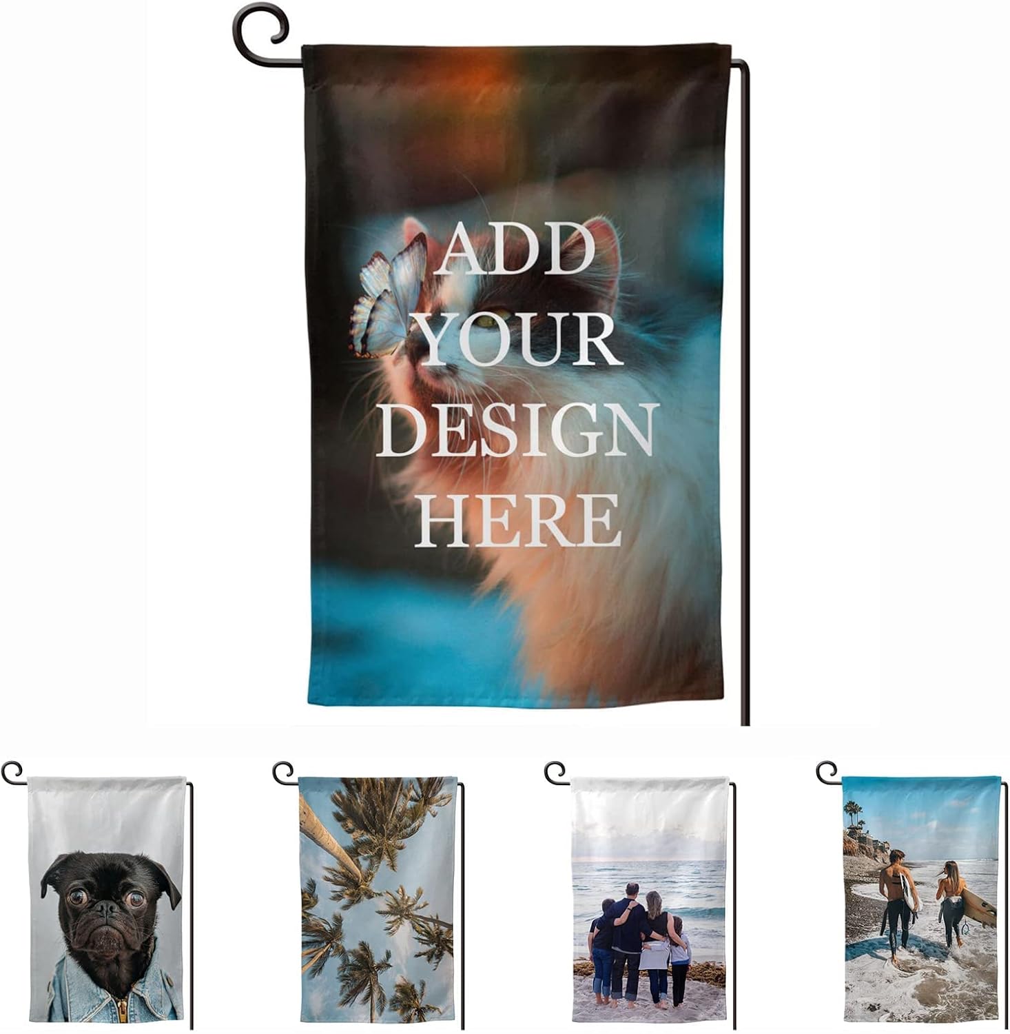 Bandera de jardín personalizada de doble cara para el jardín, diseño de tu propia foto, texto, logotipo, bandera de patio para decoración del hogar
