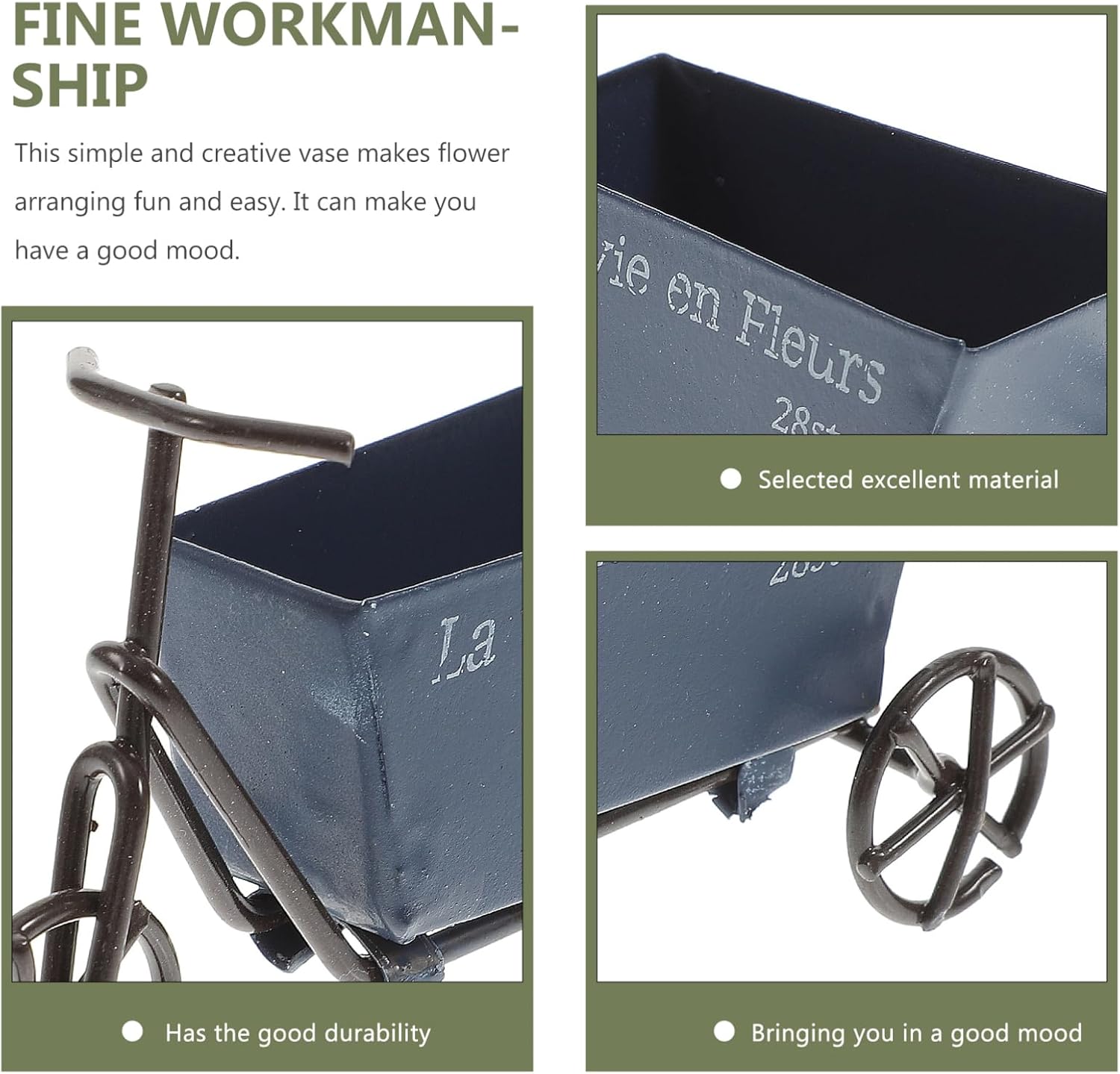 Yardenfun Caja Carretilla Maceta Maceta Carro Jardinera Carro Jardinera Carro Suculenta Maceta Micro Paisaje Macetero Maceta Soporte Metal Flower