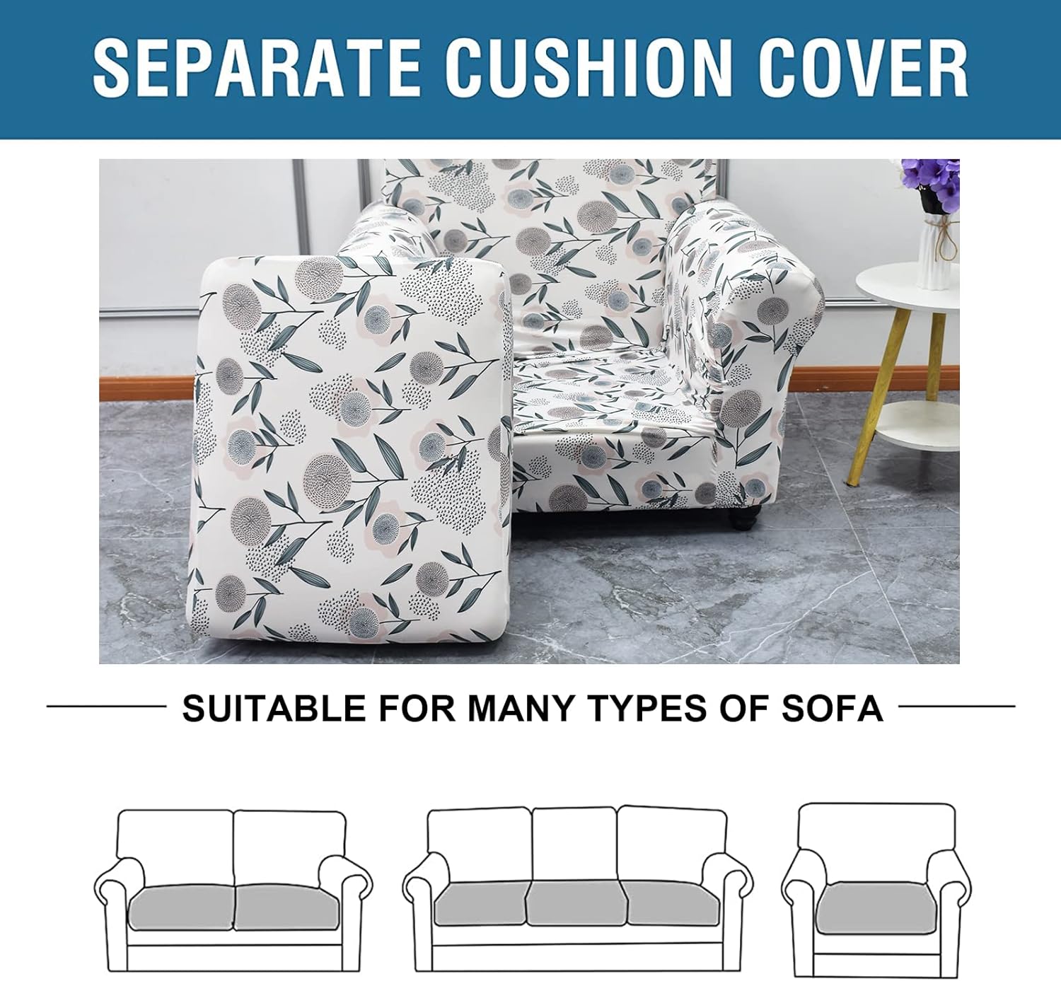 HAOYONG Fundas elásticas para sofá de dos plazas, fundas de sofá seccional impresas para sofá de 2 cojines, fundas lavables para muebles de estar