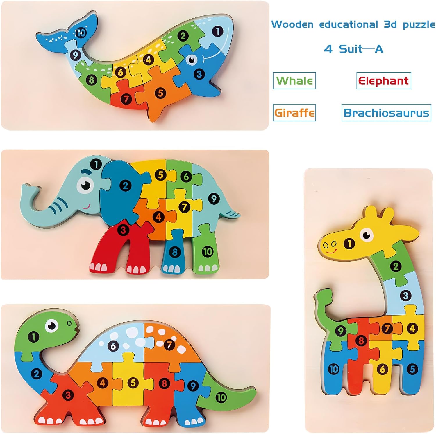 Rompecabezas de madera para niños de 3 a 5 años, regalos ideales para niños, rompecabezas para niños pequeños de 1 a 3 años, juguetes educativos
