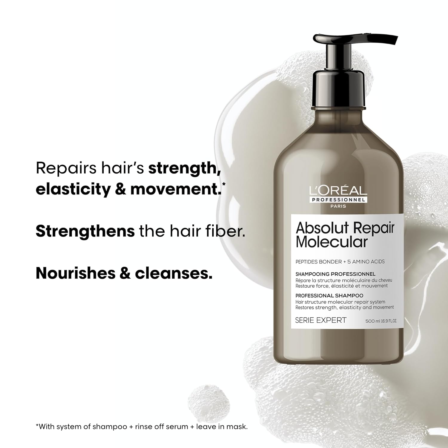 L’Oréal Professionnel Absolut Repair Molecular Shampoo & Serum Set  Peptide Bonder  Para cabello dañado extremadamente seco  Aminoácidos
