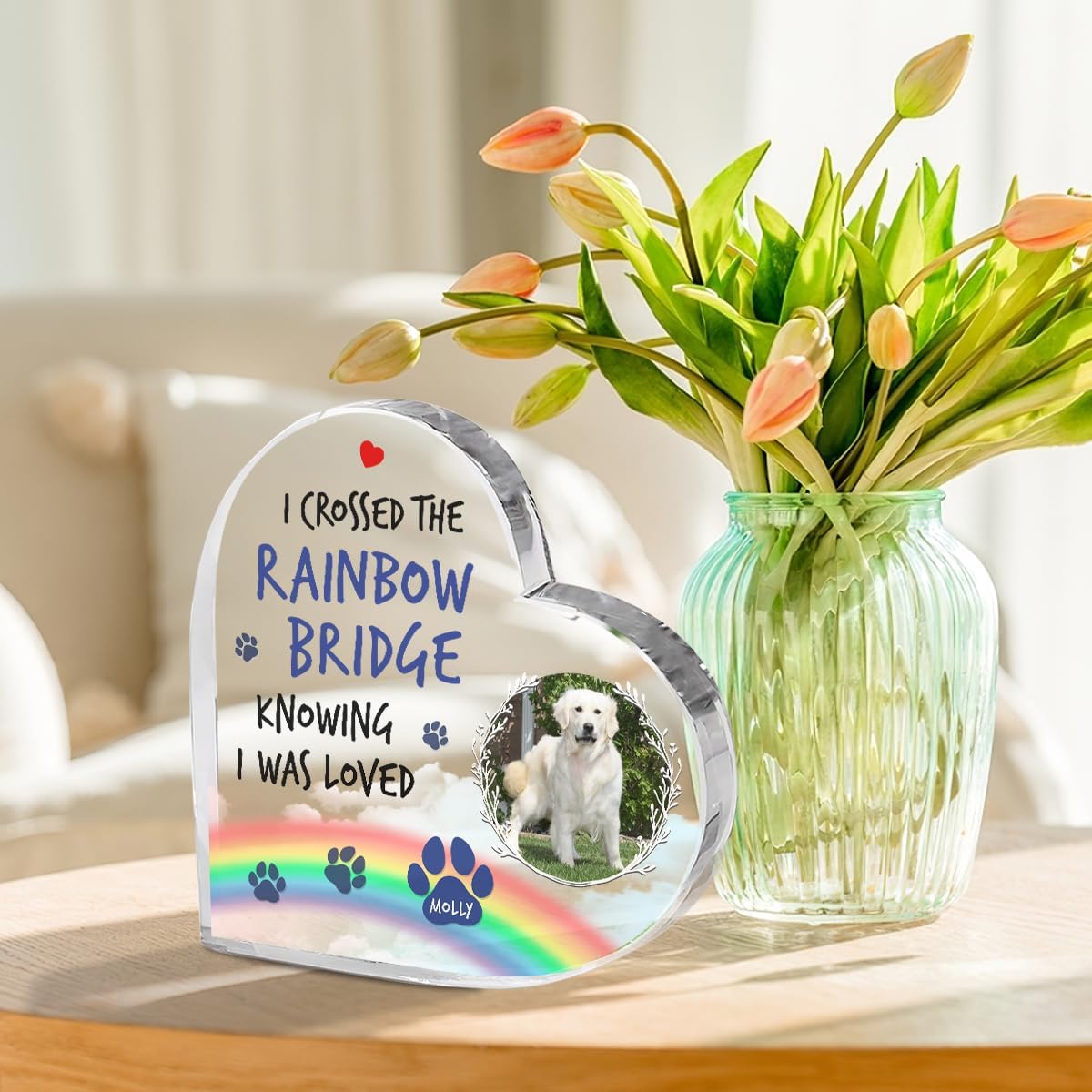 Pawfect House Rainbow Bridge – Regalos conmemorativos para mascotas, placa acrílica, regalos conmemorativos para perros por pérdida de perro, en