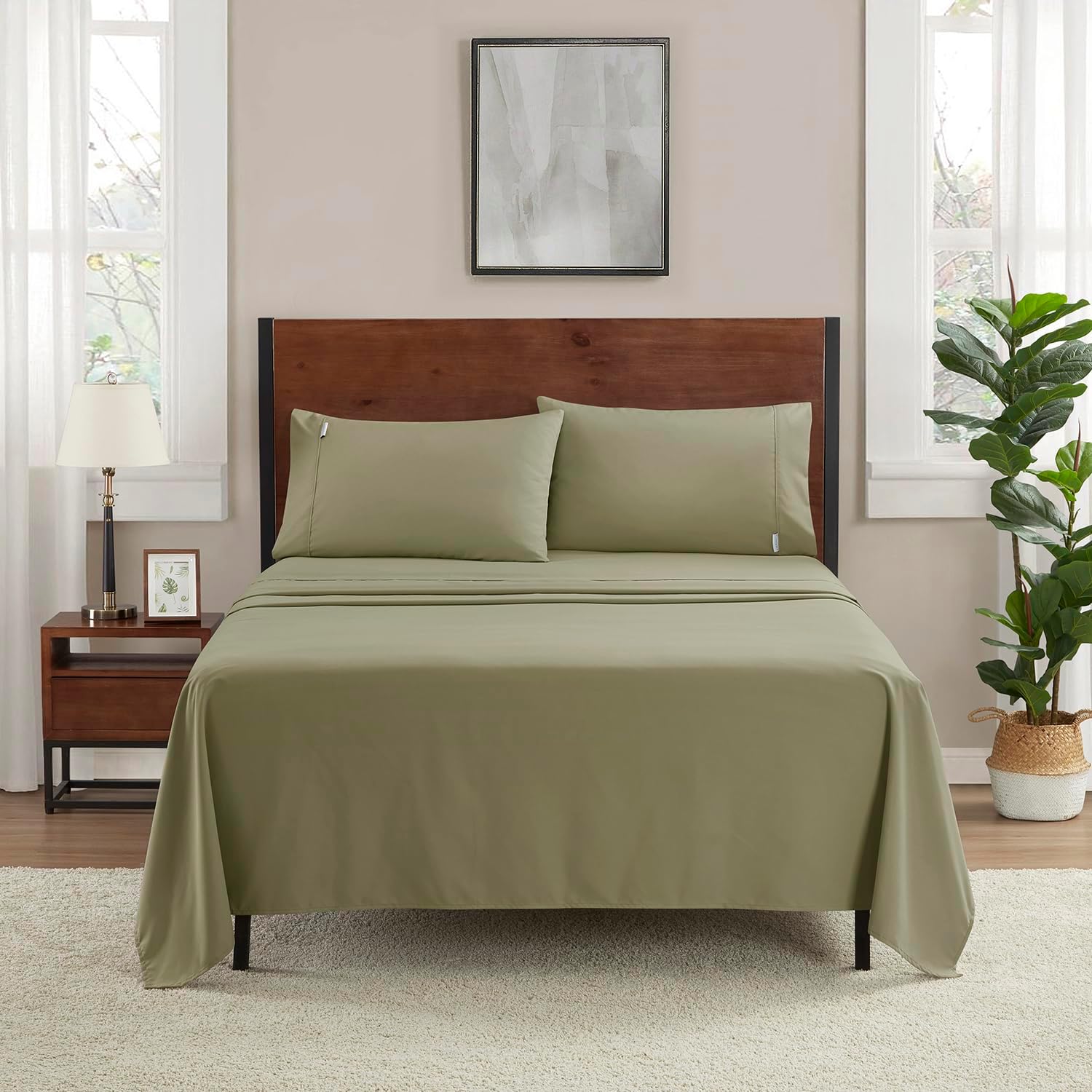 Juego de sábanas de lujo para hotel, sábanas de microfibra de 120 GSM, juego de sábanas y fundas de almohada de 16 pulgadas de profundidad de 16