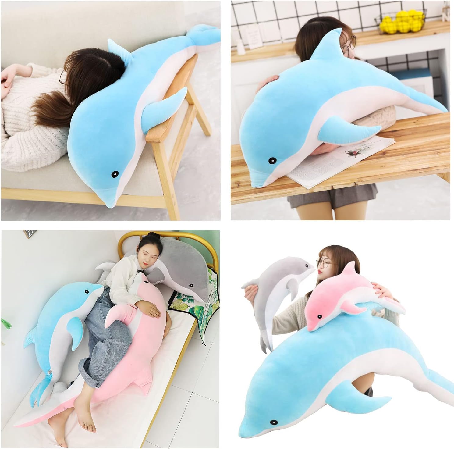 Almohada de peluche de delfín, súper suave, juguete de peluche de animales marinos, muñecas para niños y niñas, cojín para dormir, regalo (19.68