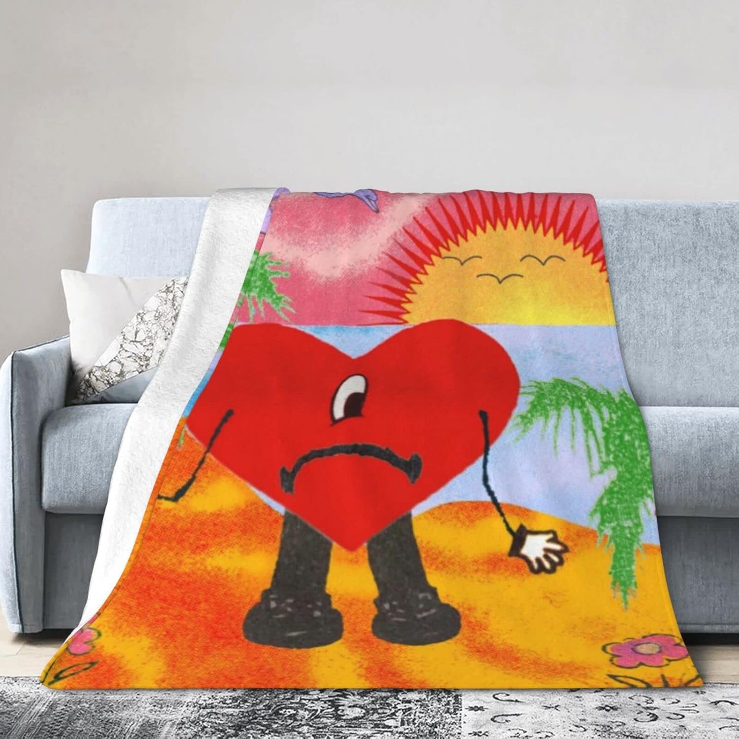 Manta de Bad Bad, manta de cama suave y cálida para sofá cama para todas las estaciones, súper suave y cómoda manta de franela de lujo