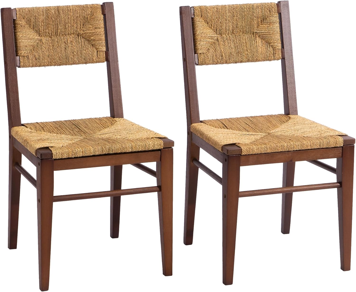XINNAN Juego de 2 sillas de comedor, sillas de comedor modernas de mediados de siglo, sillas de cocina y comedor, asientos tejidos a mano con marco