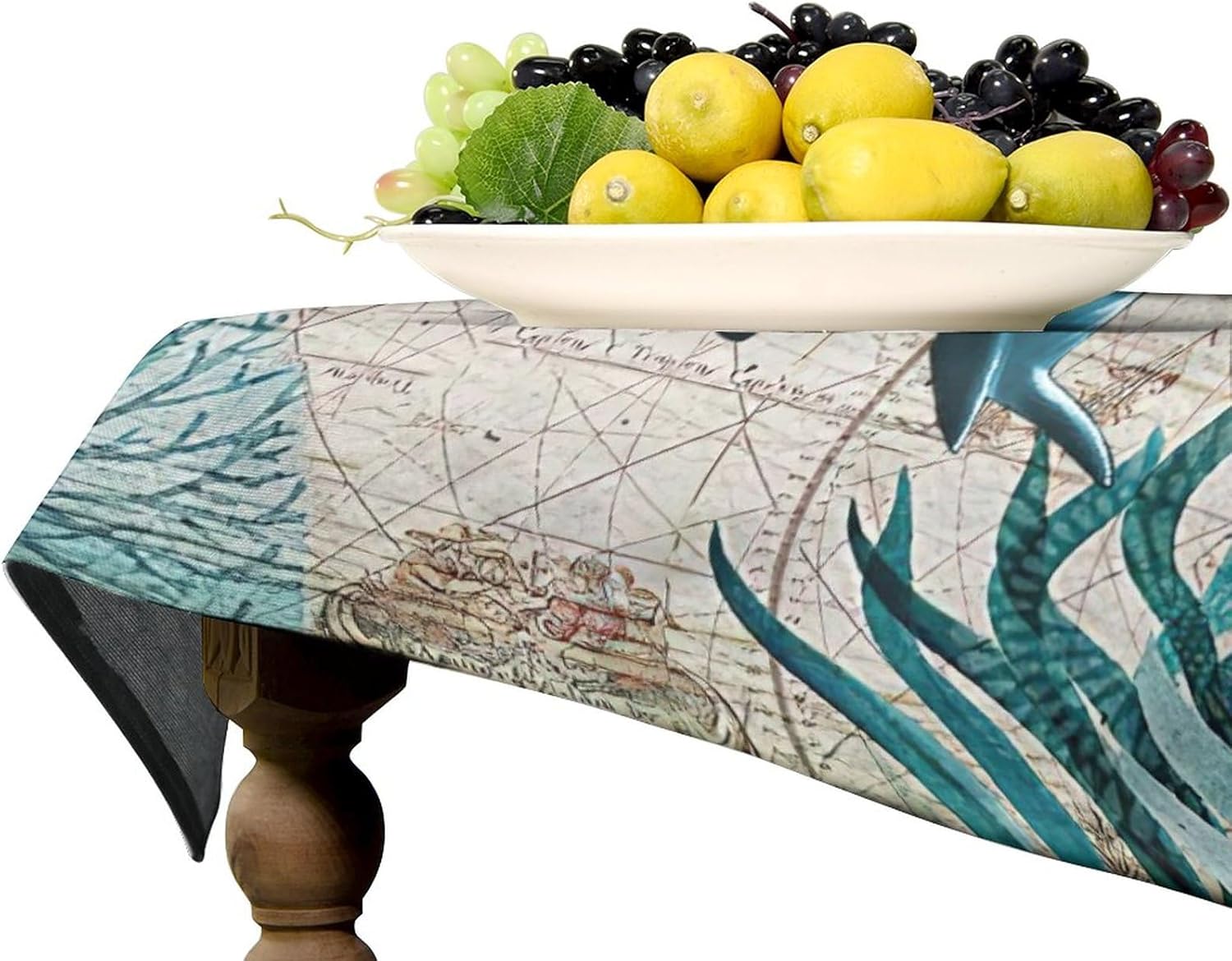 Mantel rectangular con temática de paisaje de animales marinos, mantel de picnic de 55 x 55 pulgadas, mantel para mesa de picnic al aire libre para