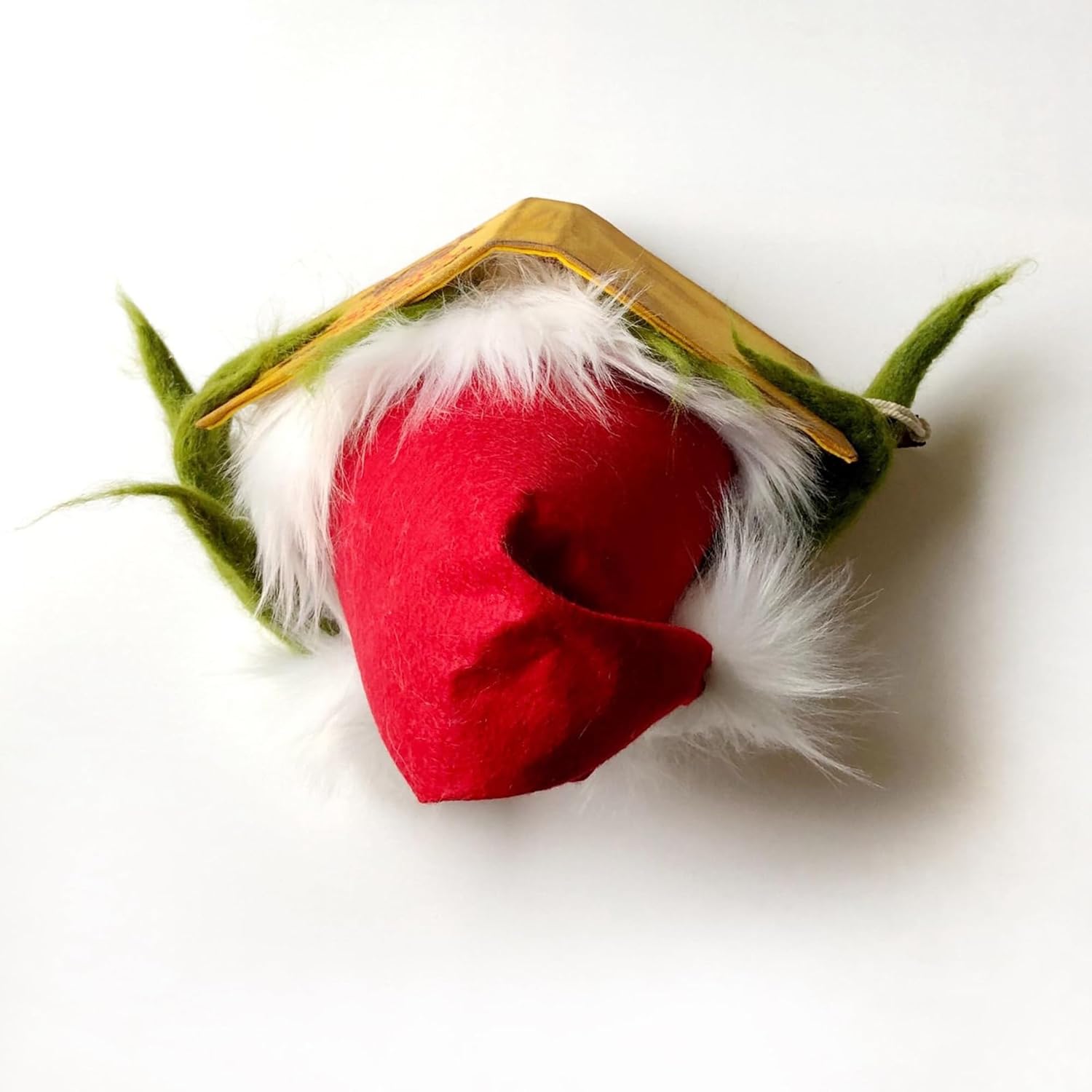 Sombrero creativo para decoración del árbol de Navidad, divertido monstruo verde escondido detrás del libro, tapa del árbol, adorno clásico de