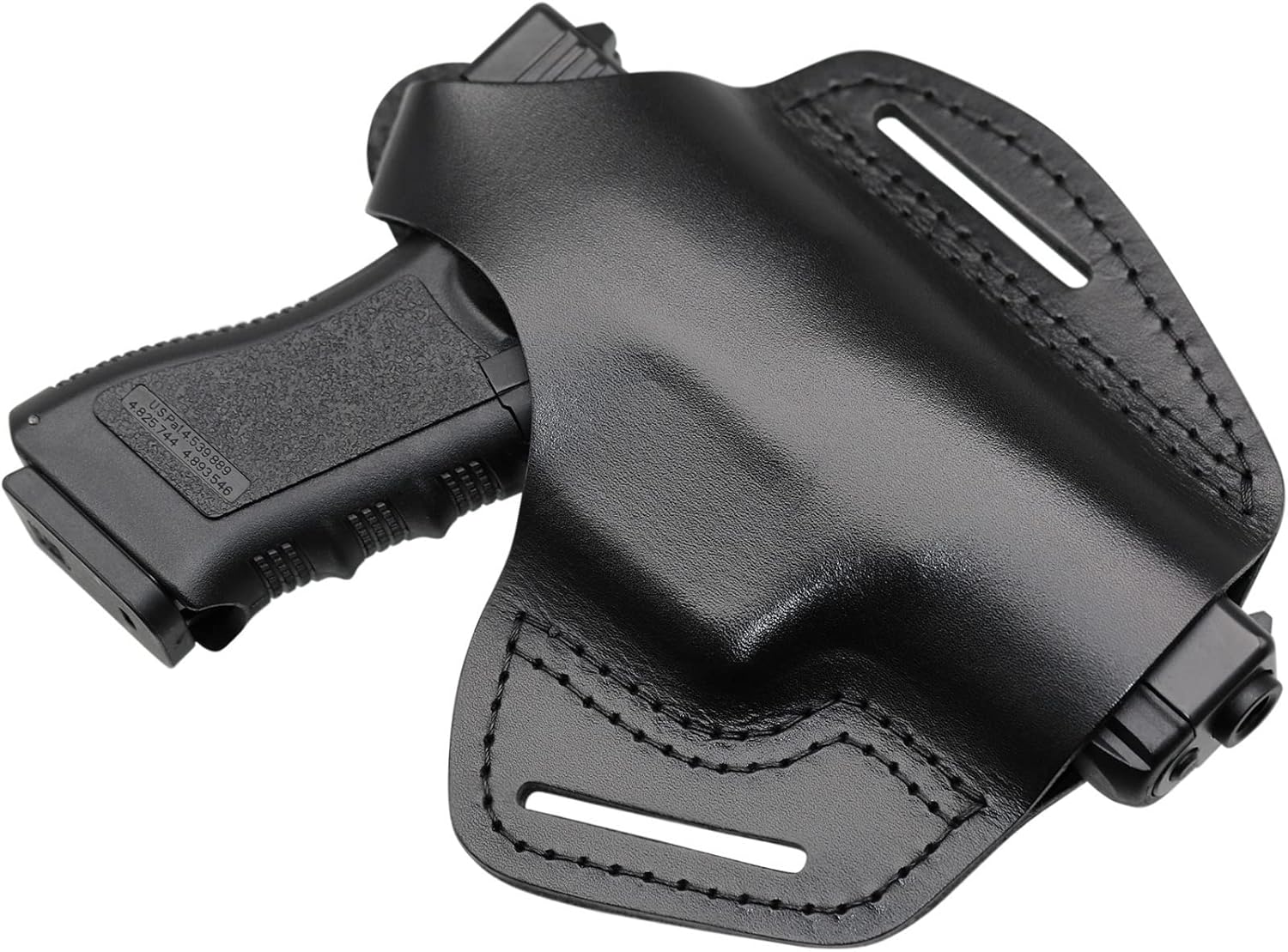 Funda de cuero con 2 ranuras OWB compatible con Glock 17 19 22 26 32 33  S&W M&P ShieldSpringfield XD y XDSPlus todas las pistolas de tamaño similar
