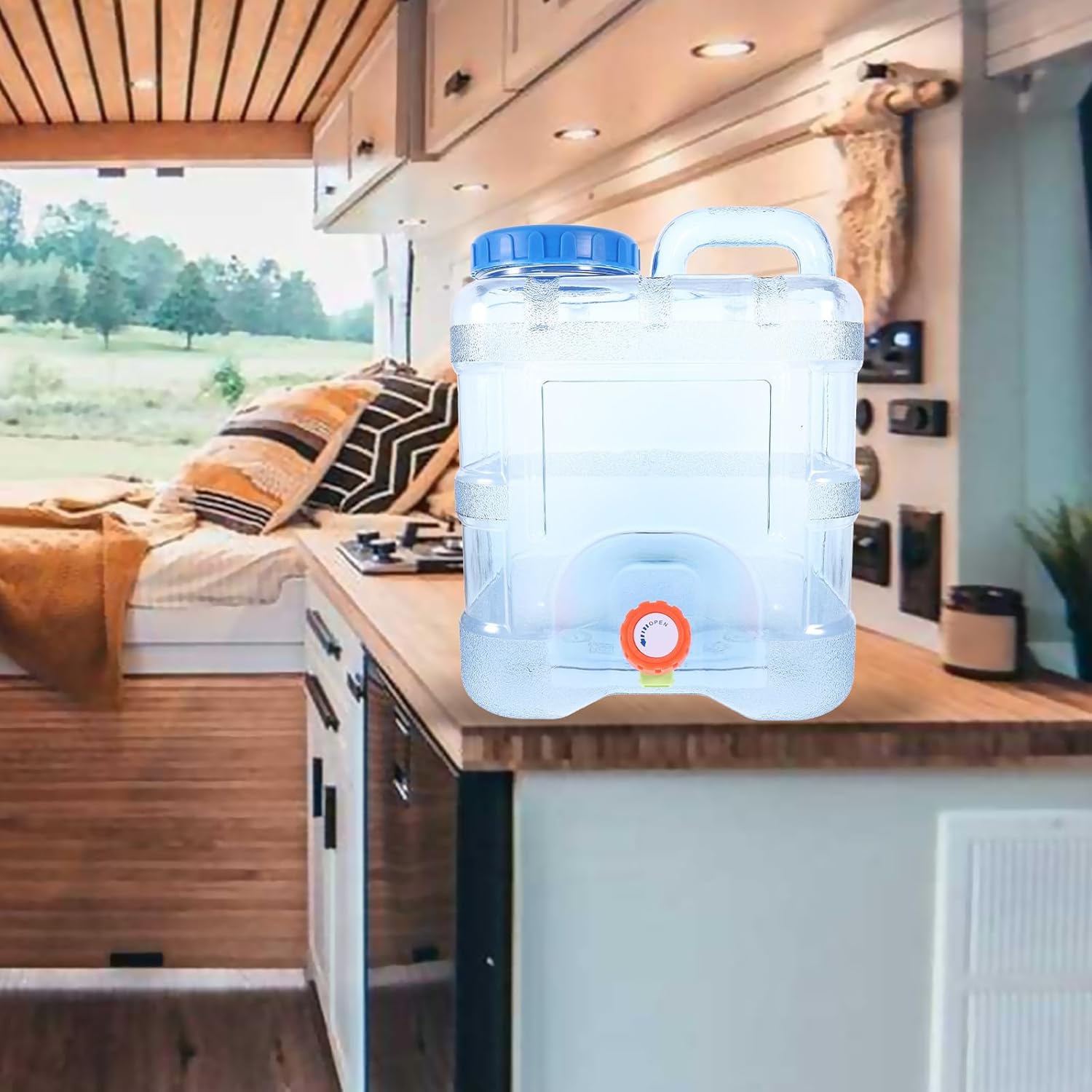 Veemoon Jarra de agua para campamento de 5 galones, contenedor de agua portátil de 10 litros para almacenamiento de agua con grifo, para campamento