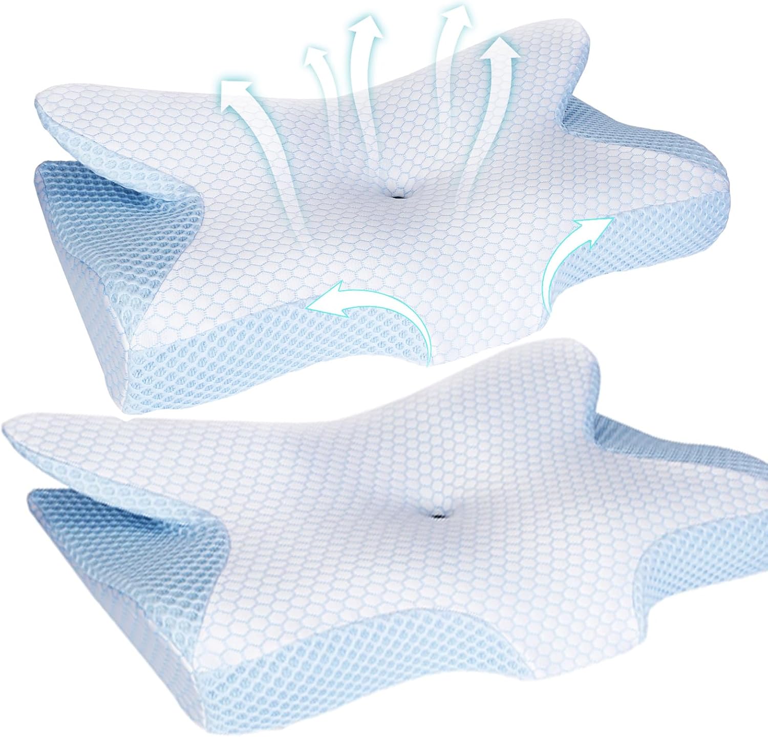 iMounTEK Paquete de 2 5 almohadas cervicales de espuma viscoelástica para aliviar el dolor, almohada de apoyo para el cuello, almohada de espuma