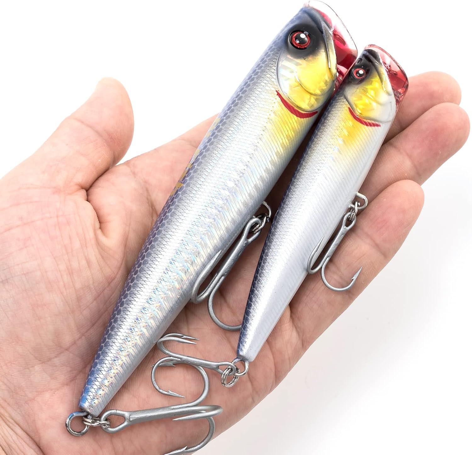 Dr.Fish Topwater Popper – Señuelos de pesca de agua salada, 45.5 pulgadas GT Popper VMC anzuelos agudos señuelos de pesca para Striper, lucio,