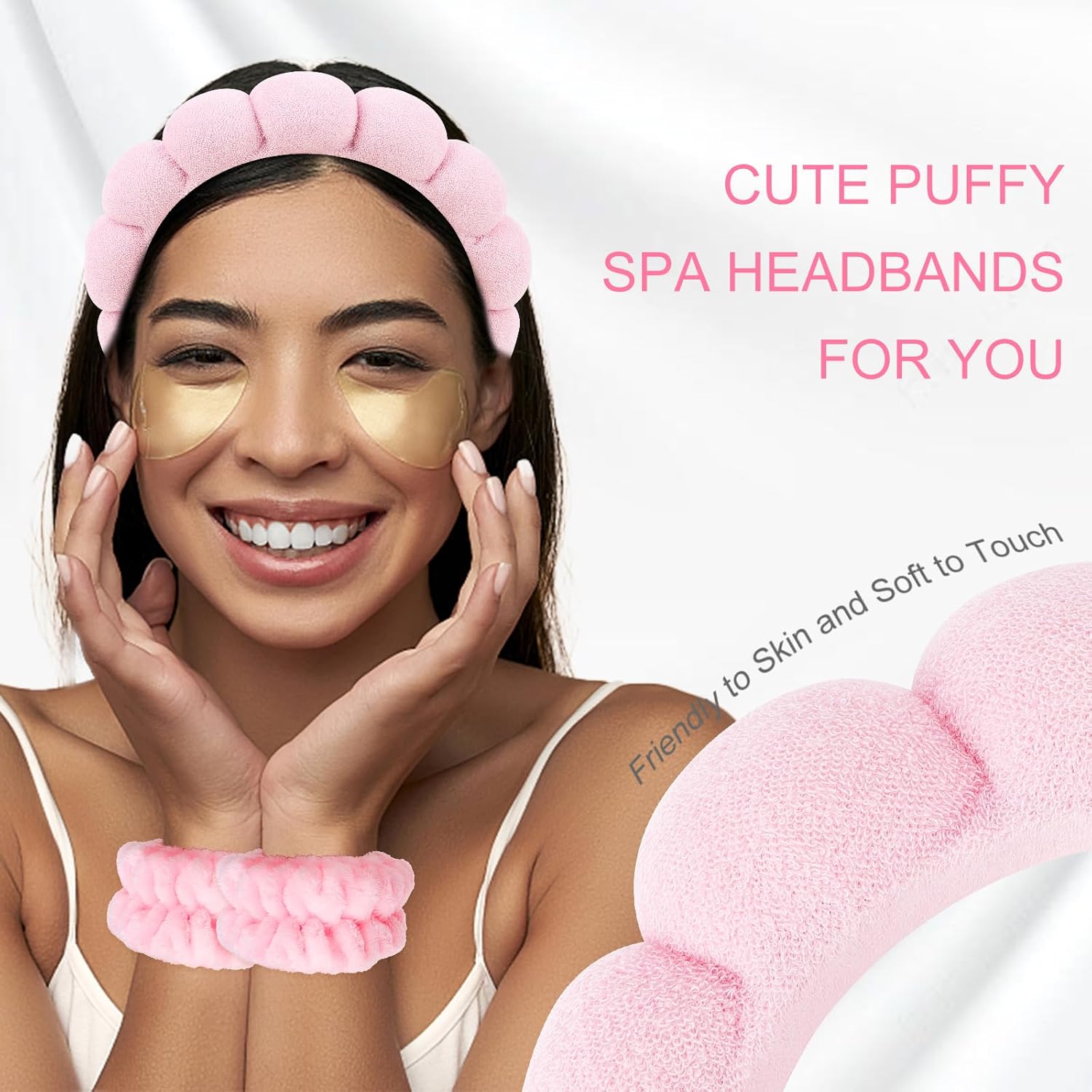 Juego de 6 diademas de spa y muñequeras, diademas para el cuidado de la piel, diadema de maquillaje, diadema de esponja para lavar la cara, diademas