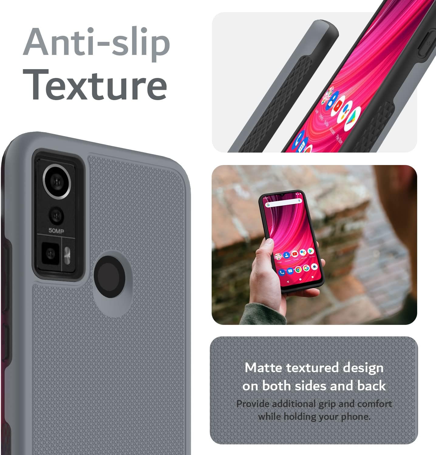 TUDIA DualShield Grip – Funda protectora diseñada para BLU S91 Pro 2022, MergeGrip a prueba de golpes, de grado militar, delgada, de doble capa