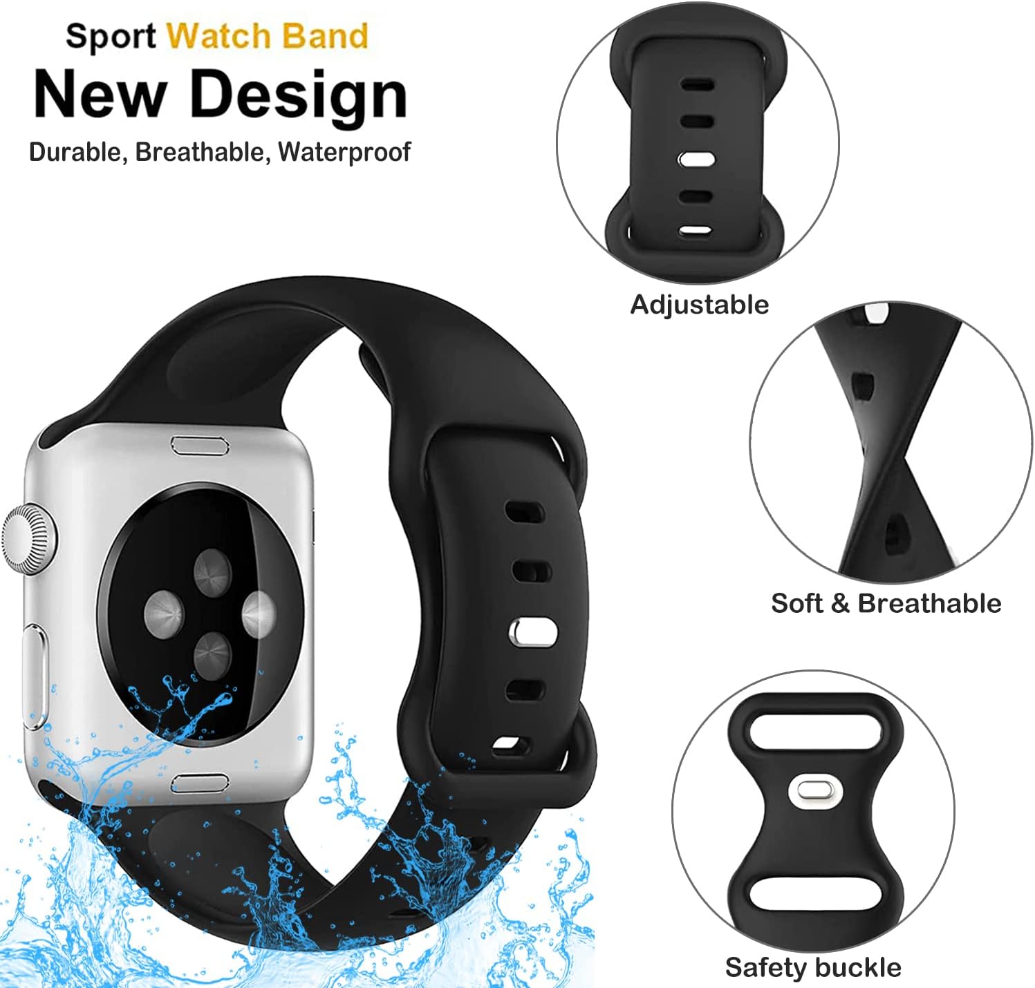 Brigtlaiff Paquete de 8 correas compatibles con Apple Watch de 1.496 pulgadas, 1.575 pulgadas, 1.614 pulgadas, 1.654 pulgadas, 1.732 pulgadas, 1.772