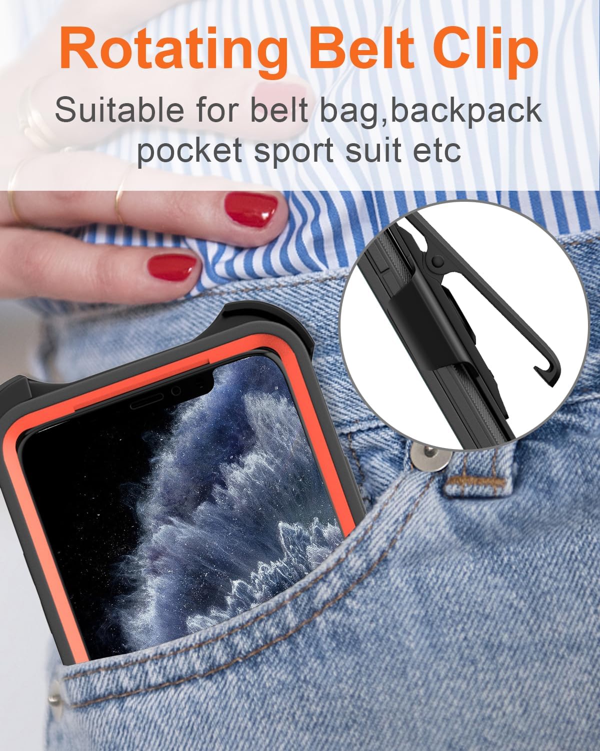Designed for iPhone 11 Pro Max Case 3-in-1 Full Body Rugged Protection Belt Clip Kickstand with 2 Screen Protectors, Heavy Duty Military Grade Drop