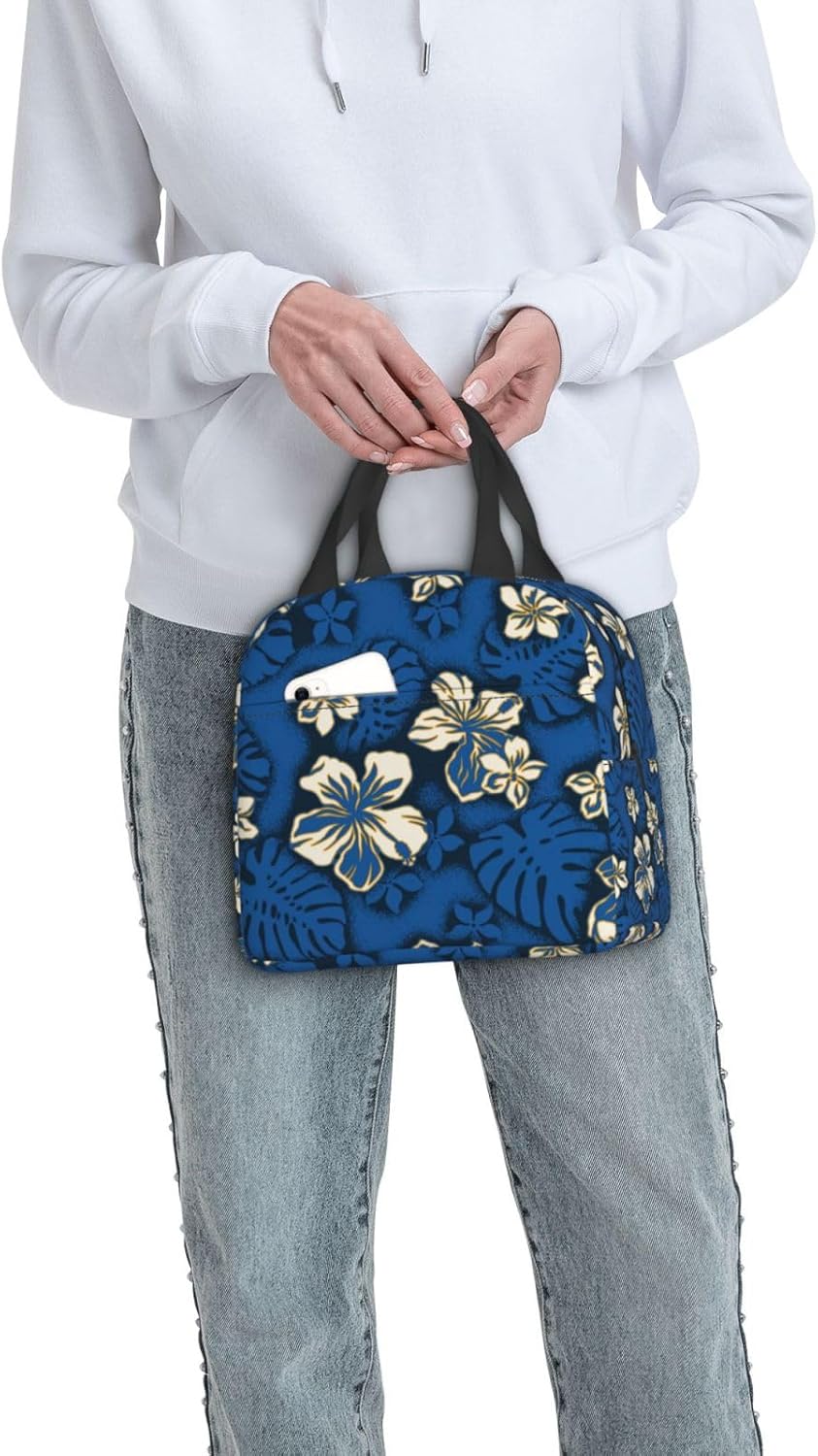 Bolsa de almuerzo de flores de hibisco para mujeres y hombres, lonchera aislada, reutilizable, organizador de almuerzo, impermeable, soporte para el
