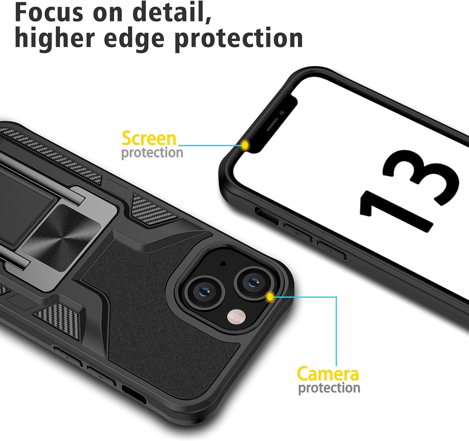 LMDAMZ Funda resistente para iPhone 13 Mini anticaídas, resistente grado militar, a prueba de golpes, doble protección (TPU+PC), funda magnética