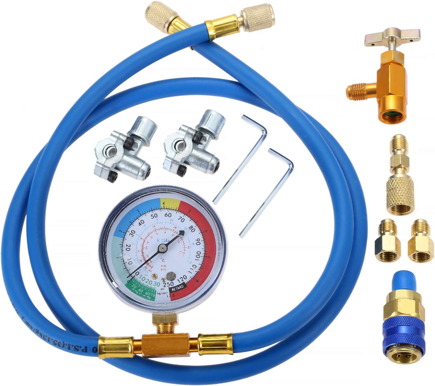 Aupoko AC R134A – Kit de recarga de freón para refrigerador con válvula de perforación de bala de 2 piezas, R134A Piercing Can Tap, R410A adaptador