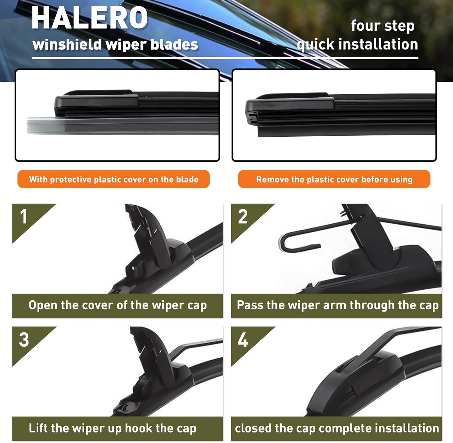 Escobillas del limpiaparabrisas de 26 pulgadas + 16 pulgadas para todas las estaciones, duradero, estable y silencioso, para Honda CRV 2012-2016,