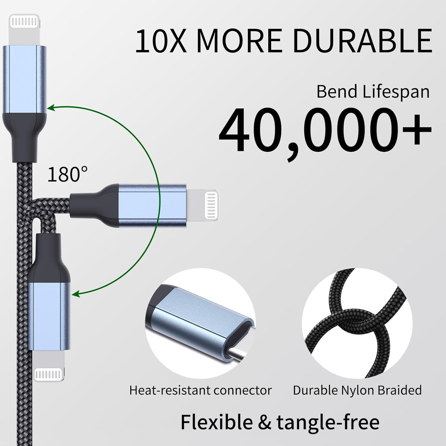 Cable USB C a Lightning de 2 pies, 2 unidades certificado MFi Cable corto tipo C a iPhone, cable de carga de 2 pies para iPhone, cable de carga