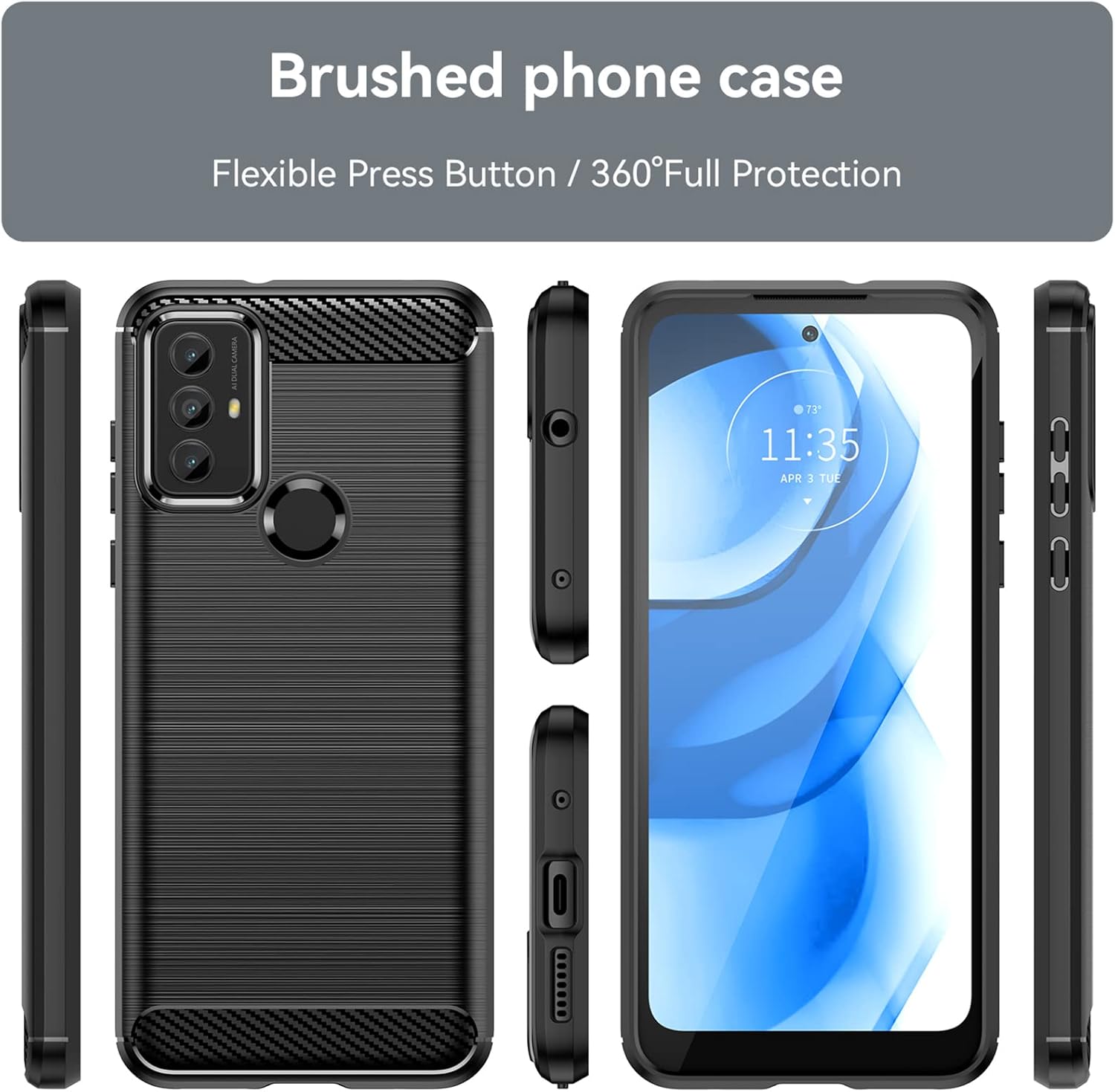Funda para Moto G Play 2023, Motorola G Play 2023 con protector de pantalla HD, a la moda, absorción de golpes, flexible TPU parachoques de goma