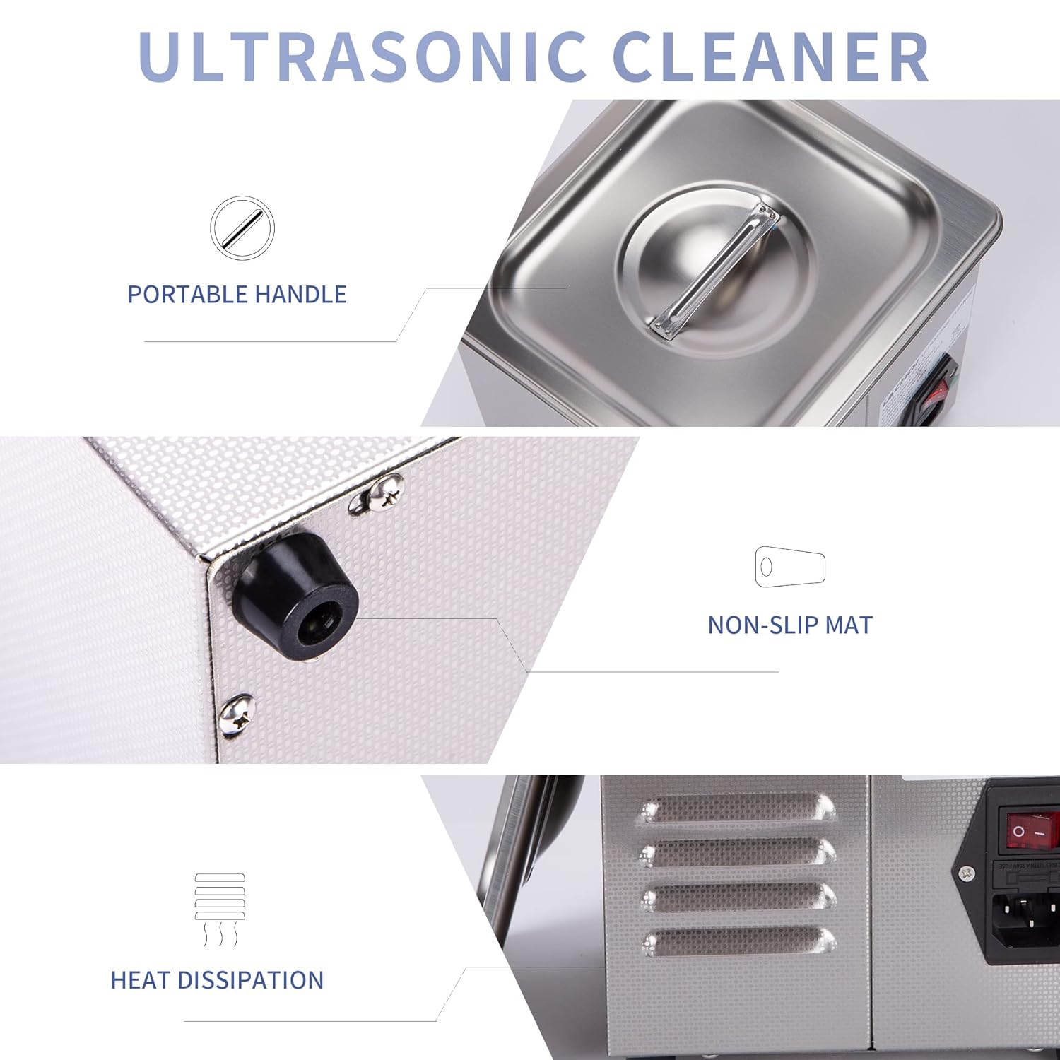 Limpiador ultrasónico 2L SUS304 con temporizador y calentador 40 kHz Máquina ultrasónica profesional de piezas ultrasónicas para joyería Anillo de