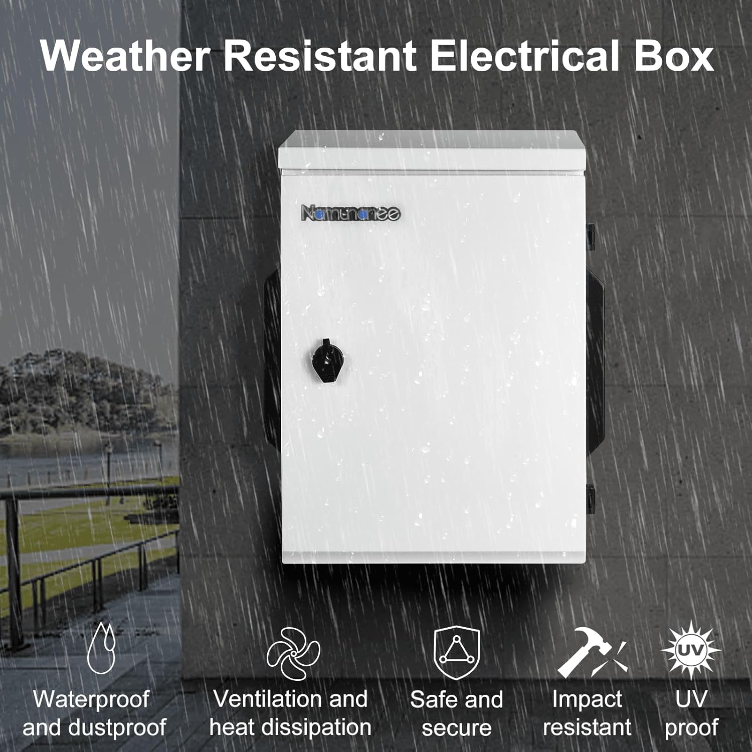 Caja eléctrica al aire libre, placa de acero laminada en frío, viga trasera de aleación de aluminio, diseño de ventilación de una pieza, IP65