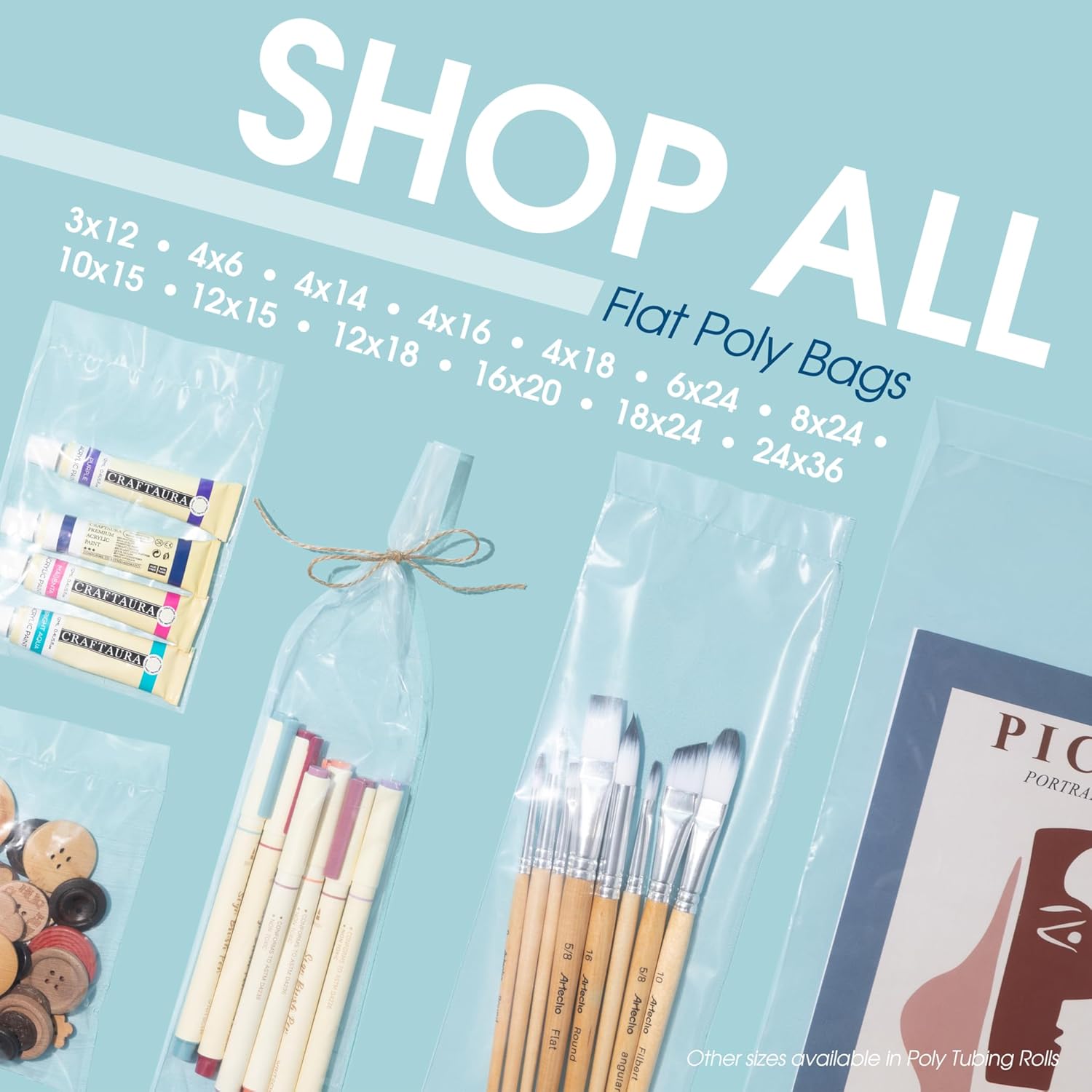 Spartan Industrial – Bolsas de plástico transparente de 24 pulgadas x 36 pulgadas (100 unidades) de 2 mil, resistentes y planas de extremo abierto,
