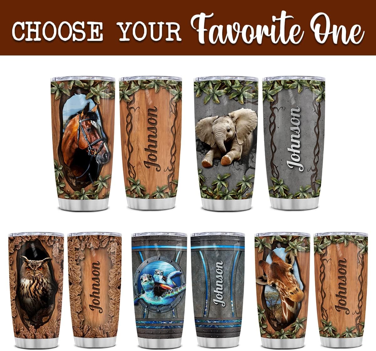 Wassmin Vaso de caballo personalizado con diseño de caballos, estilo de dibujo de madera, regalos de acero inoxidable aislado de 20 onzas, taza de