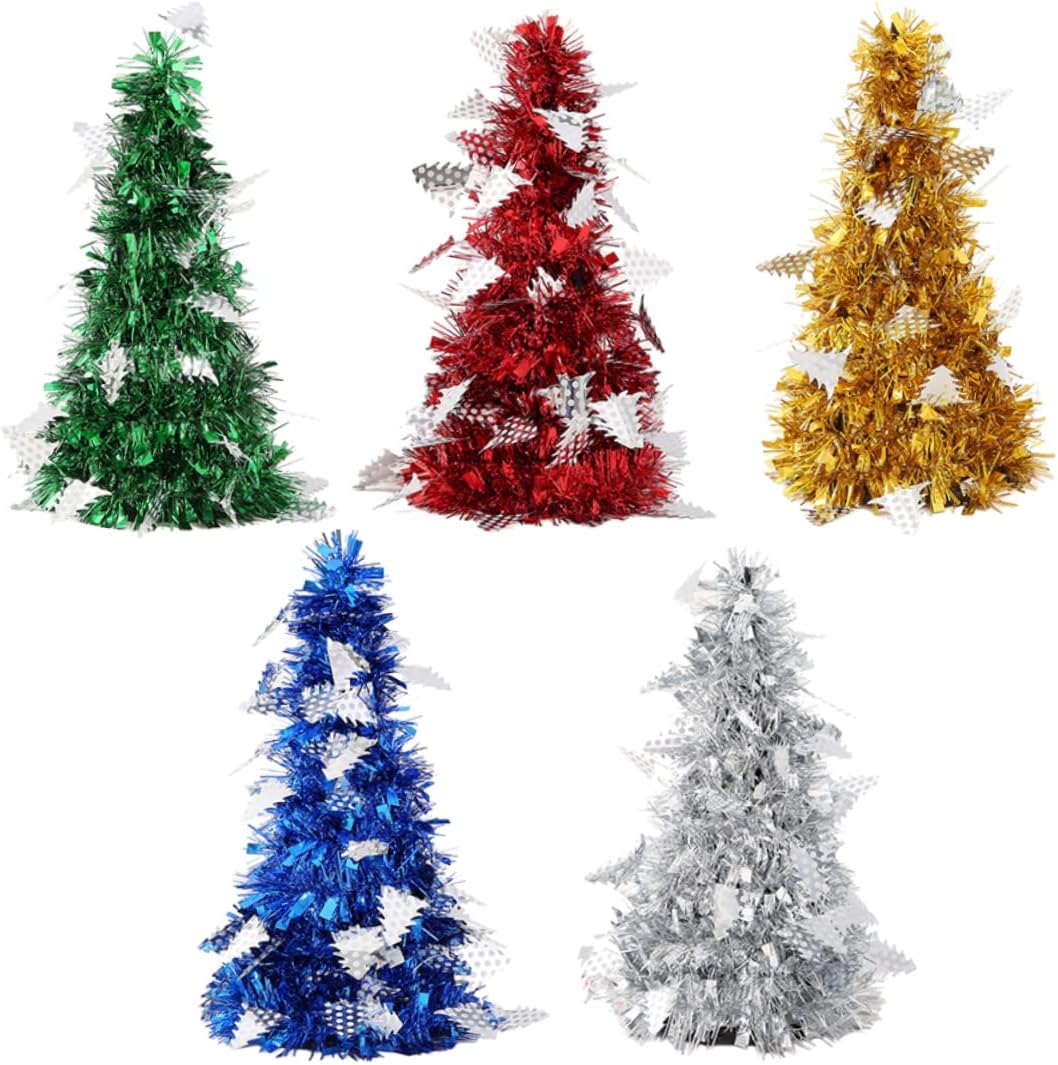 Árbol de Navidad metálico, 5 piezas, árbol de cedro artificial, centros de mesa, árboles de sisal, árbol de Navidad en miniatura, escritorio,